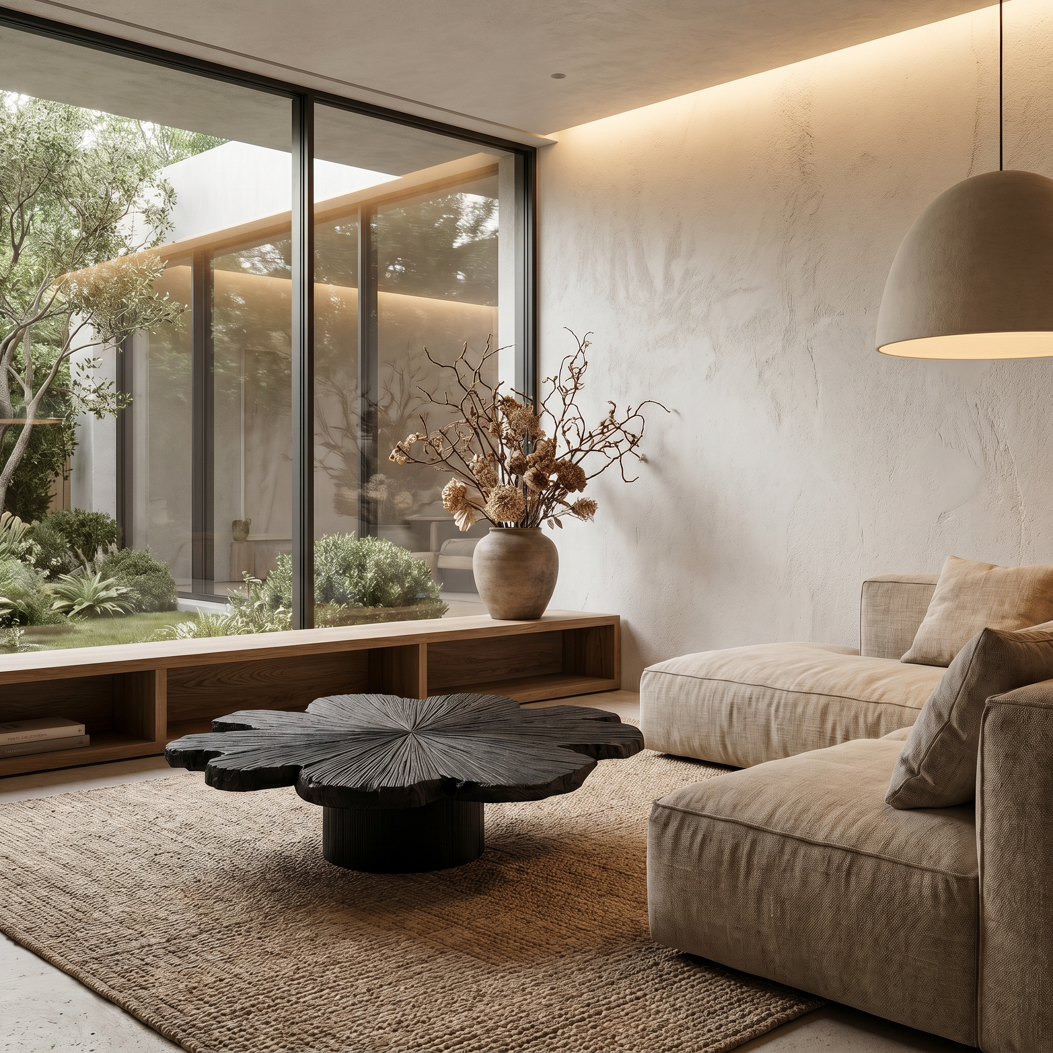 Modern Coffee Table With Sculptural Petal Inspired Design For Living Room SINLHACF387