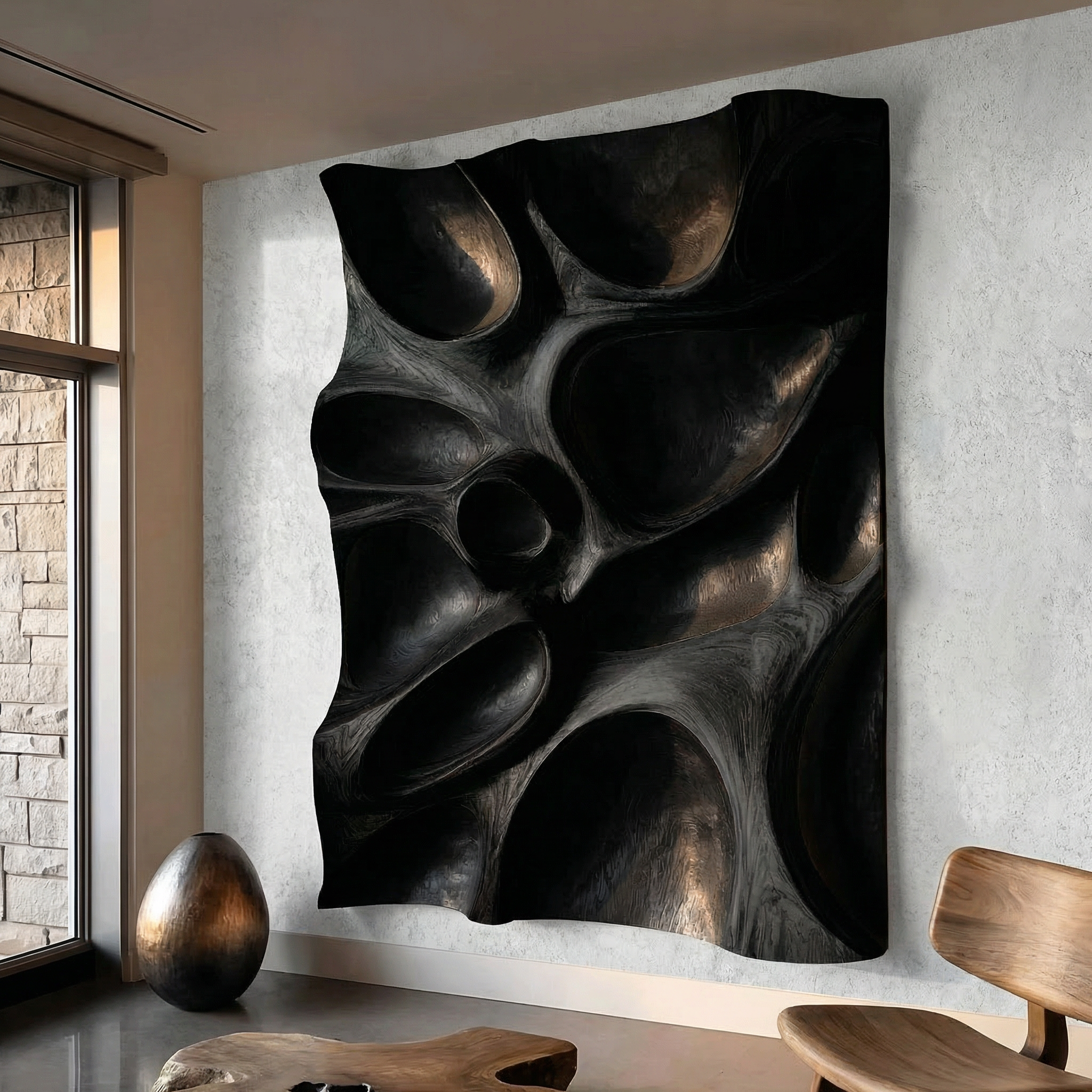 Organic Hollow Wood Wall Decor Panel For Living Room And Bedroom SINLHAWD065
