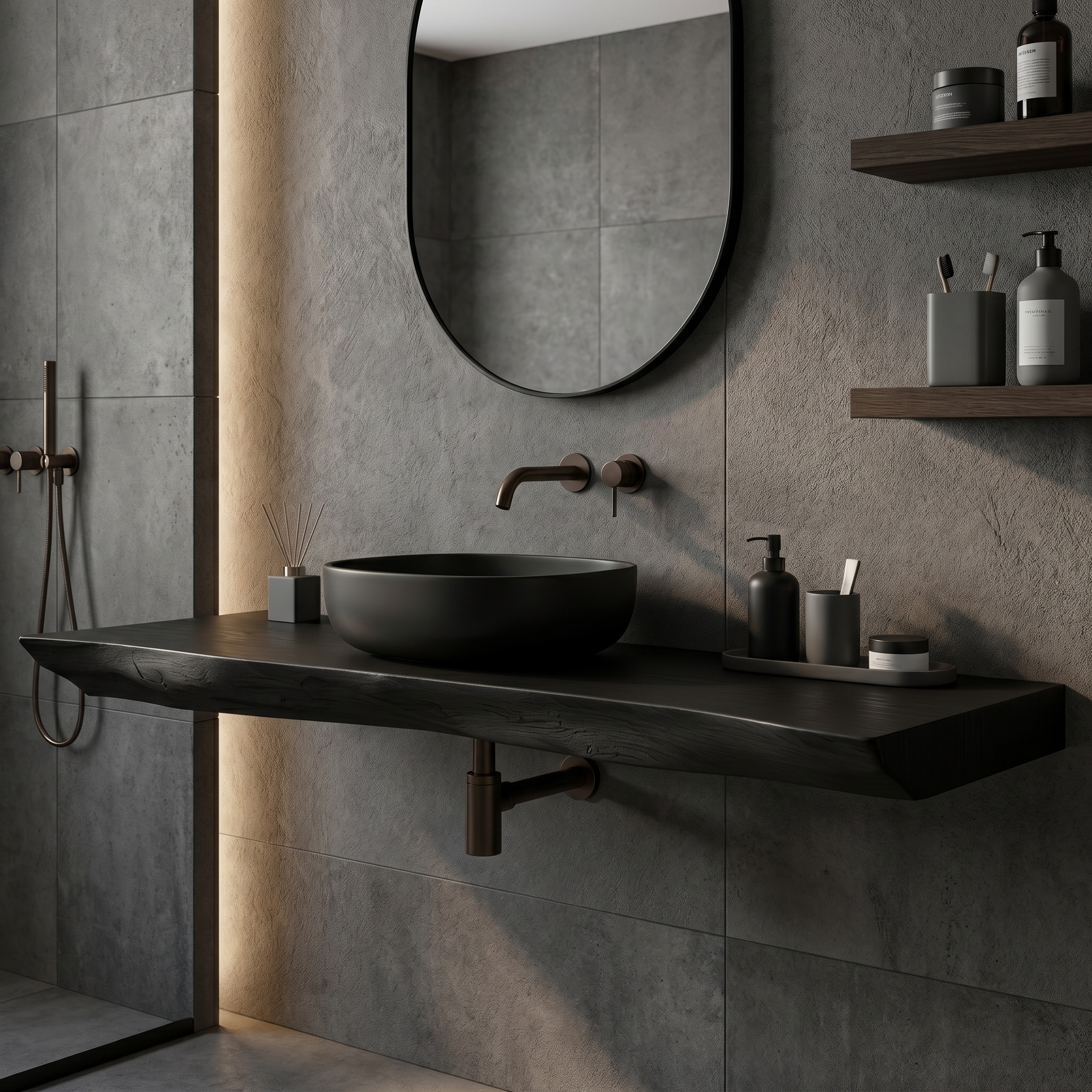 Rustic Organic Bathroom Vanity With Natural Wood Design For Bathroom SINLHABRV307