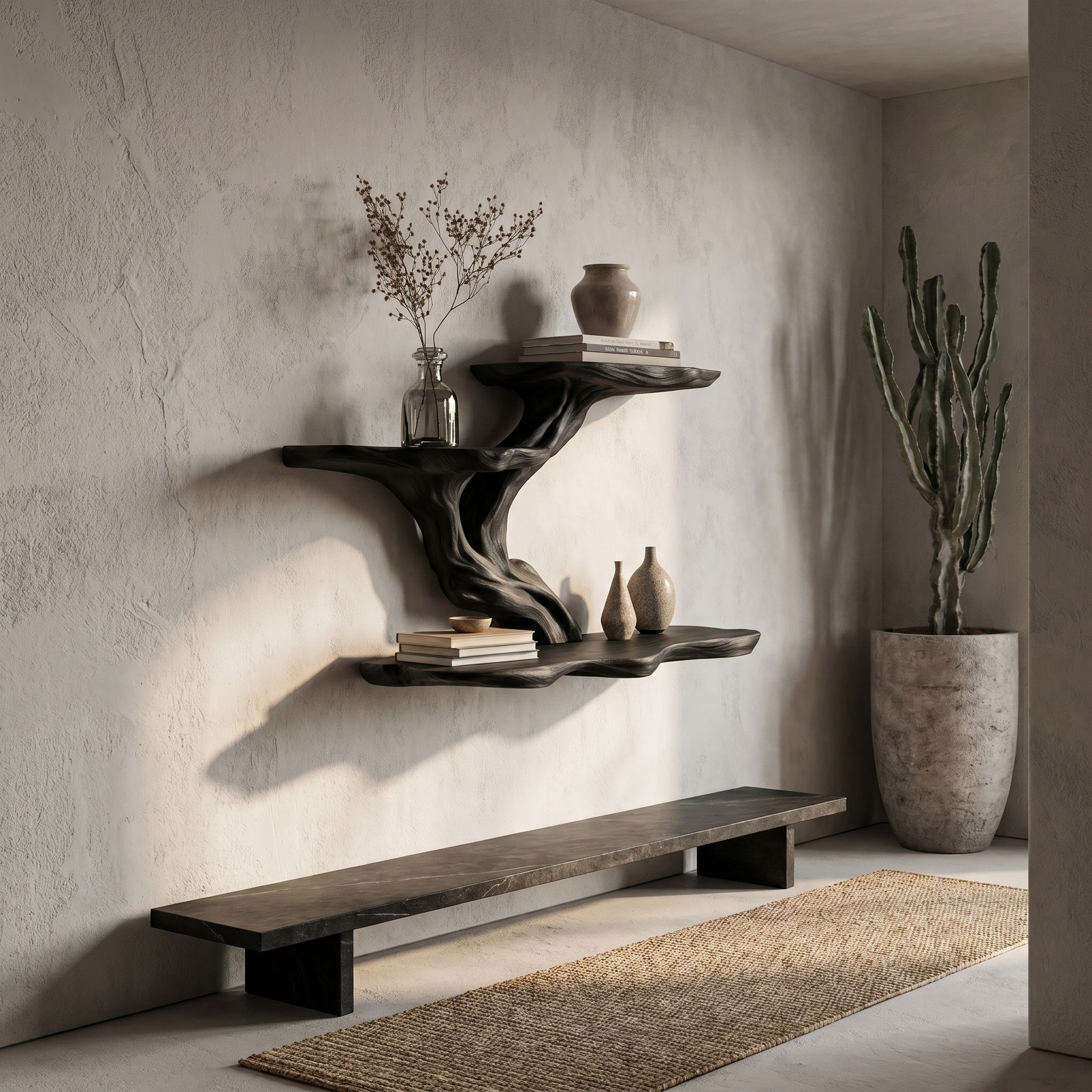 Organic Tree Branch Floating Shelf With Sculptural Wall Storage For Living Room SINLHAFL548