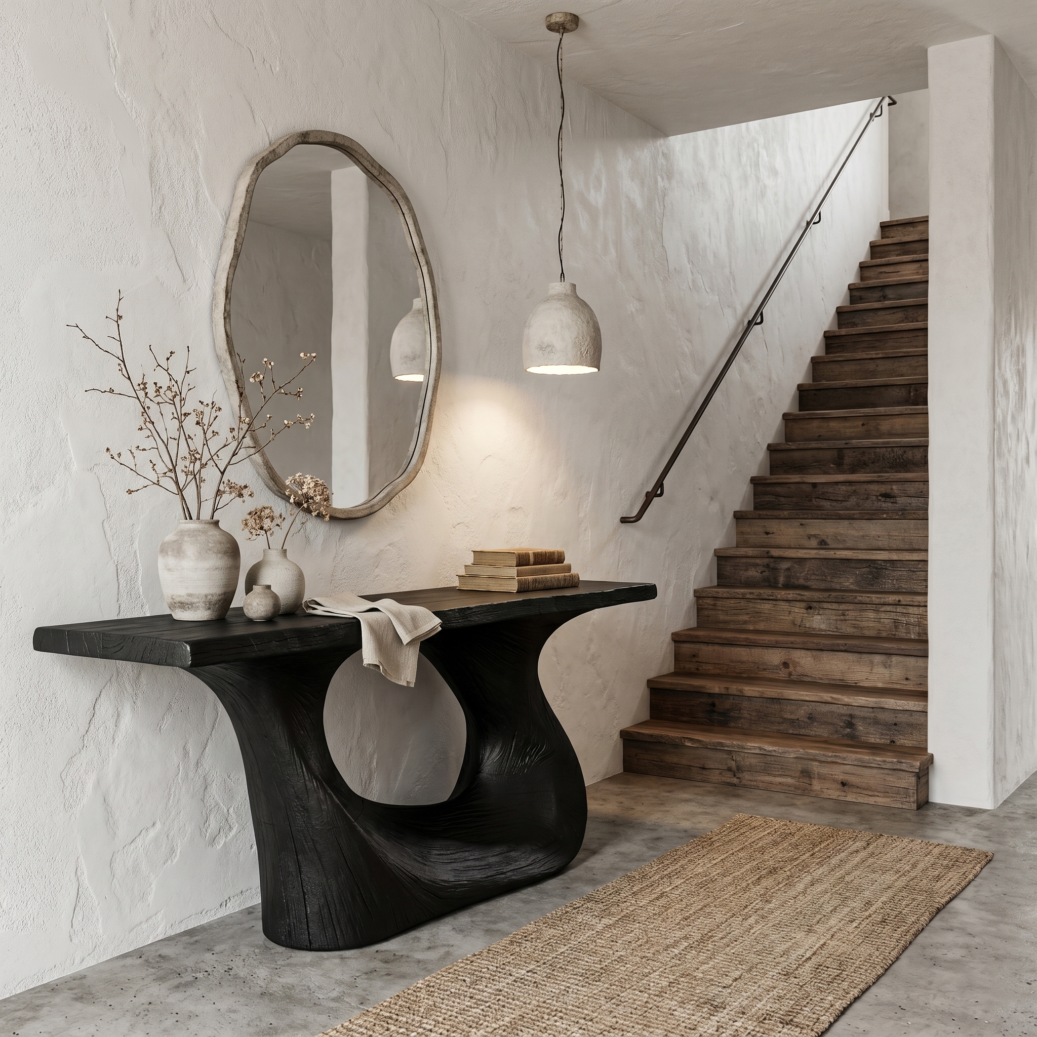 Contemporary Console Table With Unique Curved Structure For Entryway And Living Room SINLHACS572