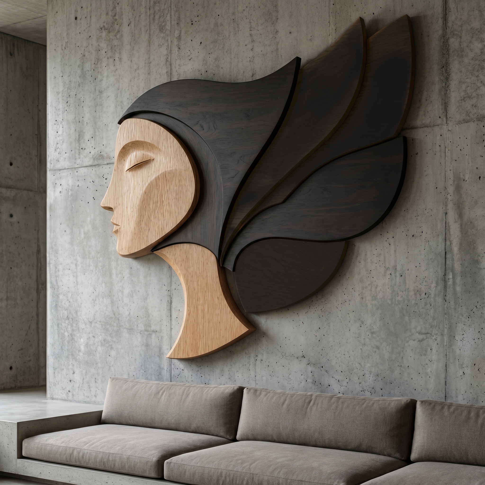 Unique Abstract Woman Face Wooden Wall Decor For Living Room SINLHAWD072