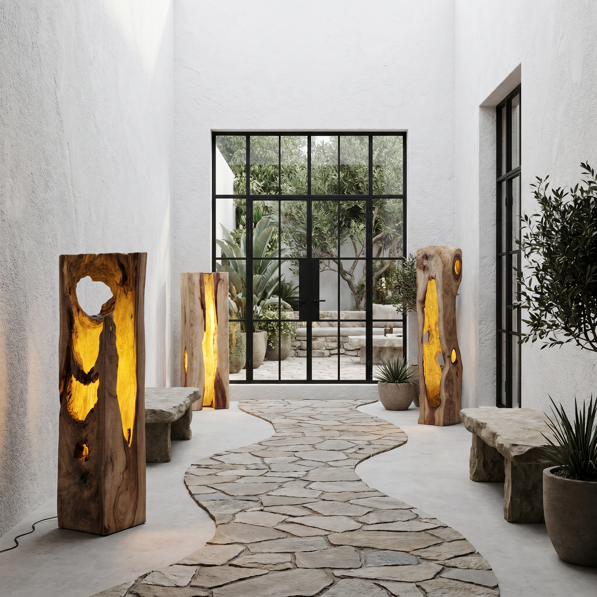 Rustic Floor Lamp With Natural Tree Trunk Design For Living Room And Bedroom SINLHAFLP084