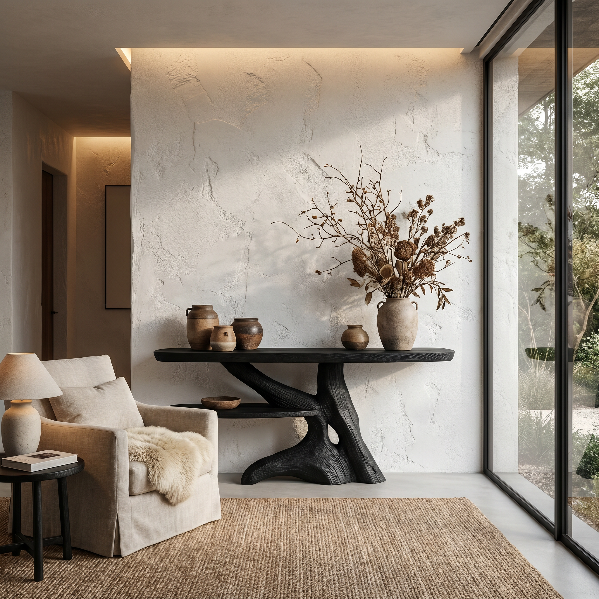 Contemporary Console Table With Sculptural Solid Wood Root Design For Entryway SINLHACS625