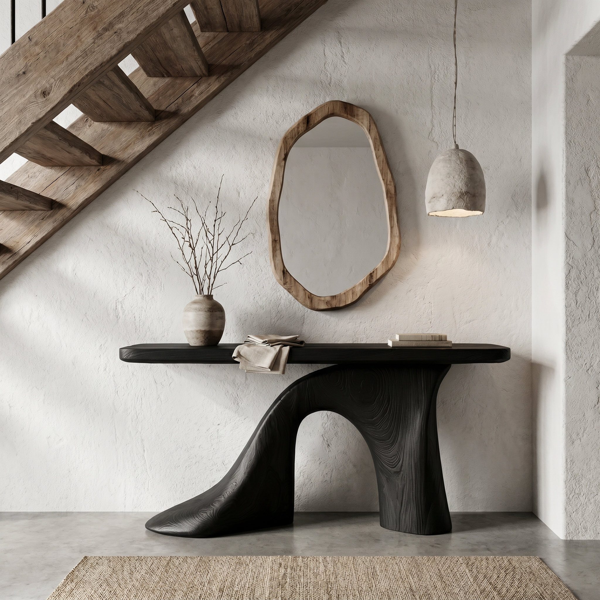 Modern Console Table Entryway Table With Sculptural Base For Living Room SINLHACS573