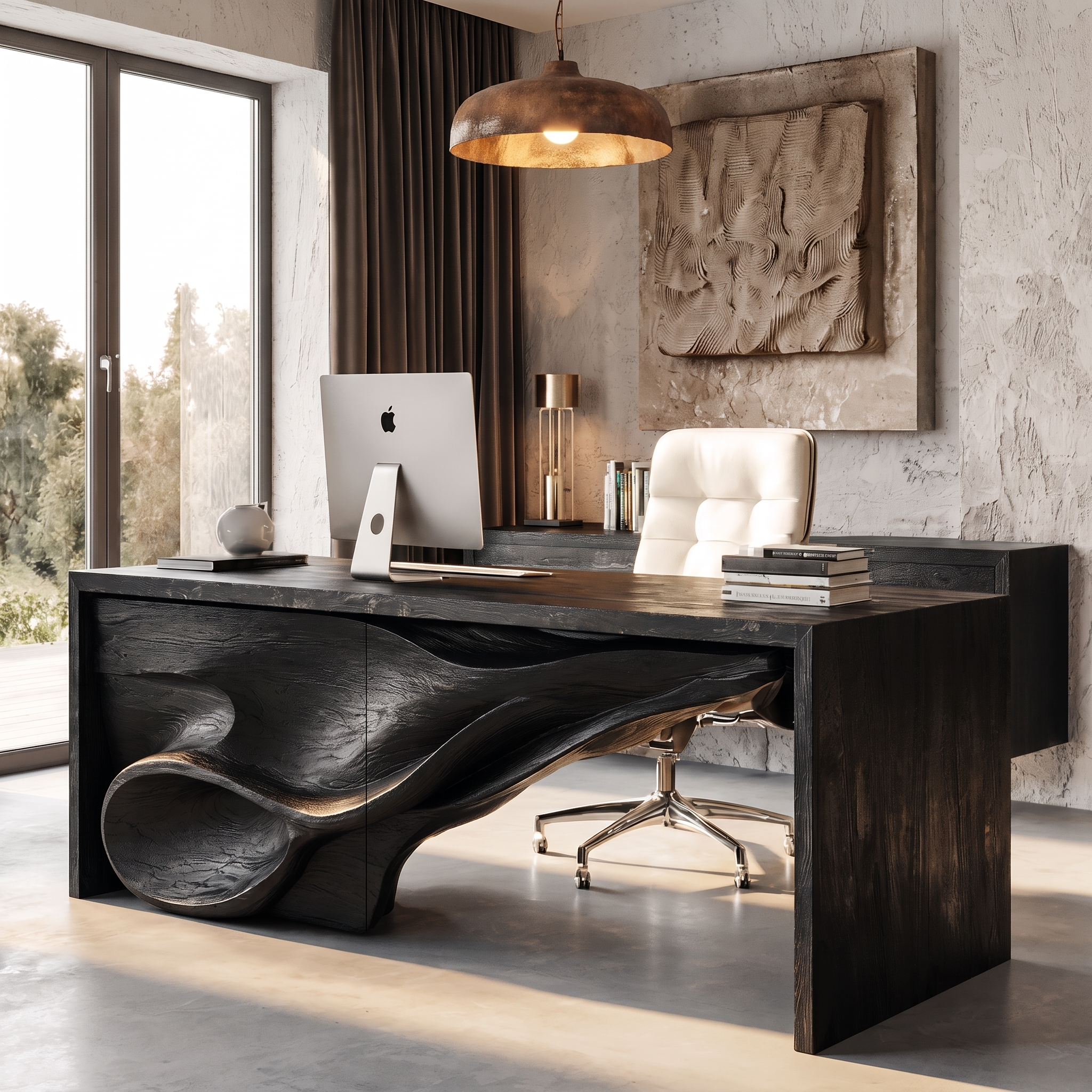 Sculptural Writing Desk Handcrafted Storage Design For Executive Home Office SINLHADE168