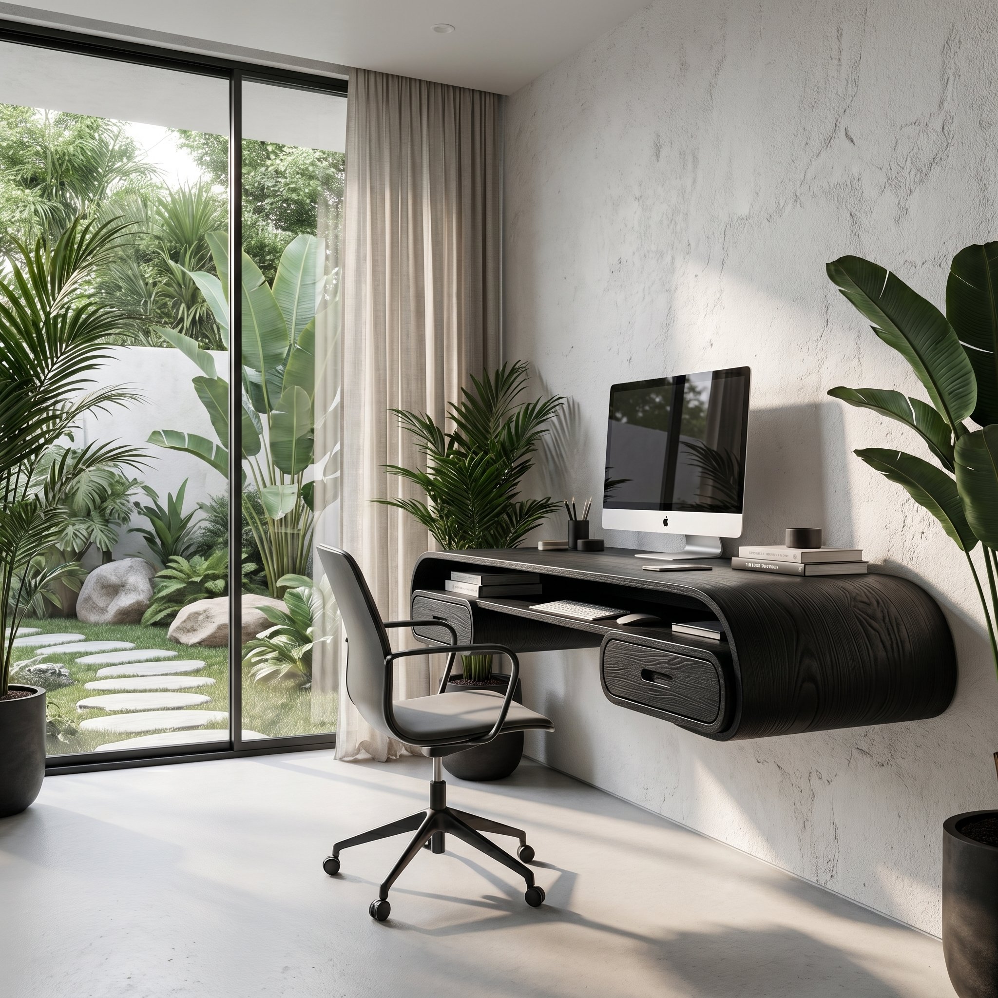 Minimalist Wall Mounted Desk With Built In Drawers For Home Office SINLHADK125