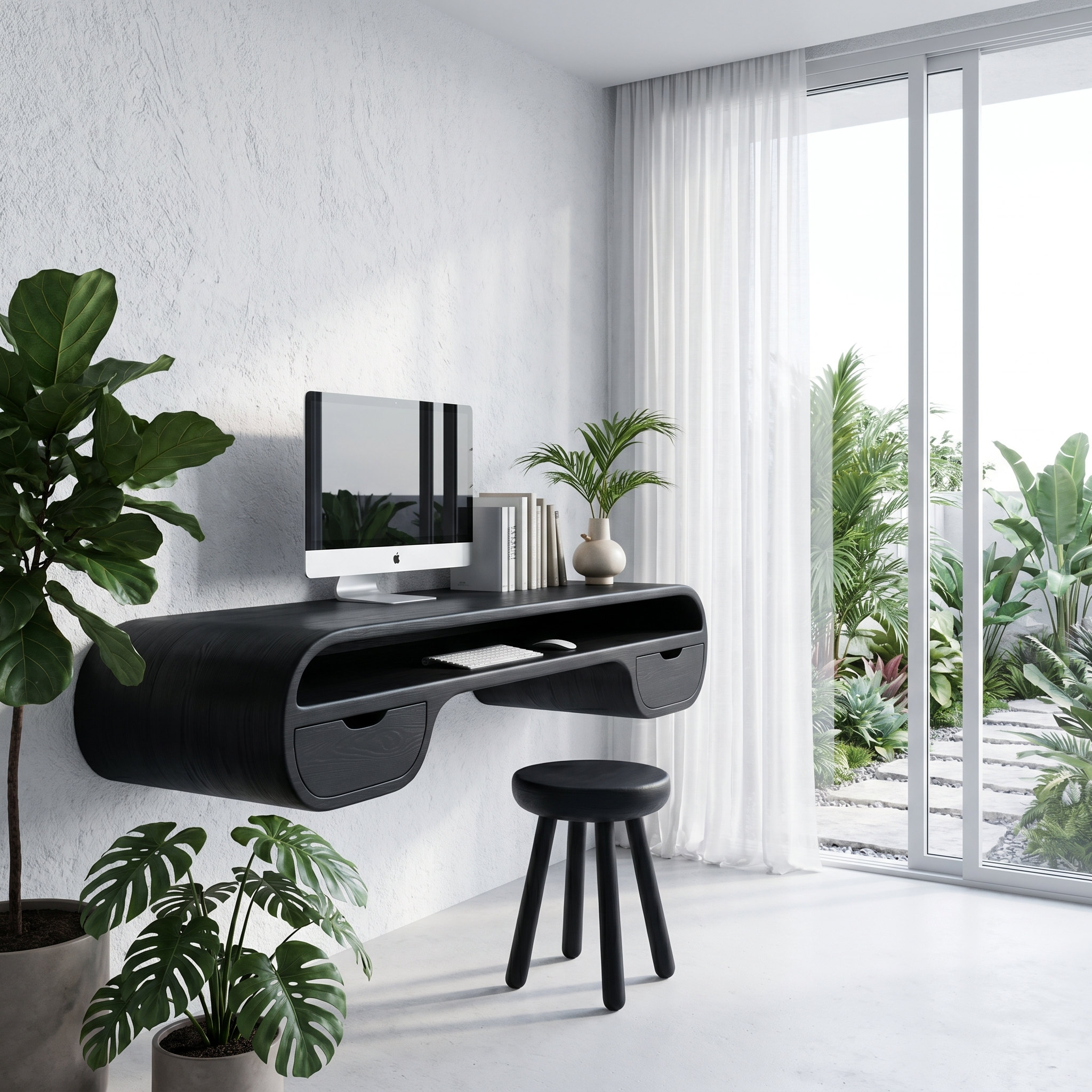 Contemporary Floating Desk With Integrated Drawer Storage For Workspace SINLHADK126