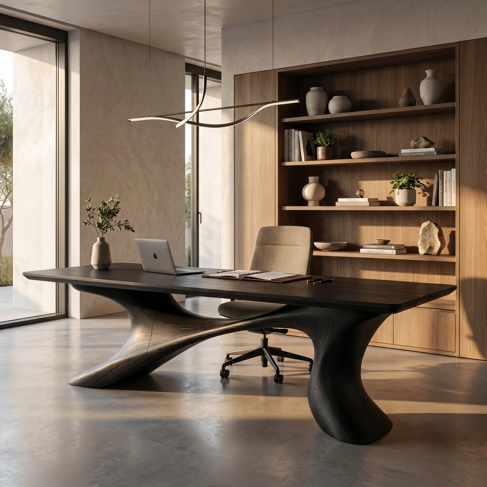 Sculptural Office Desk Organic Modern Furniture For Executive Workspace SINLHADK142
