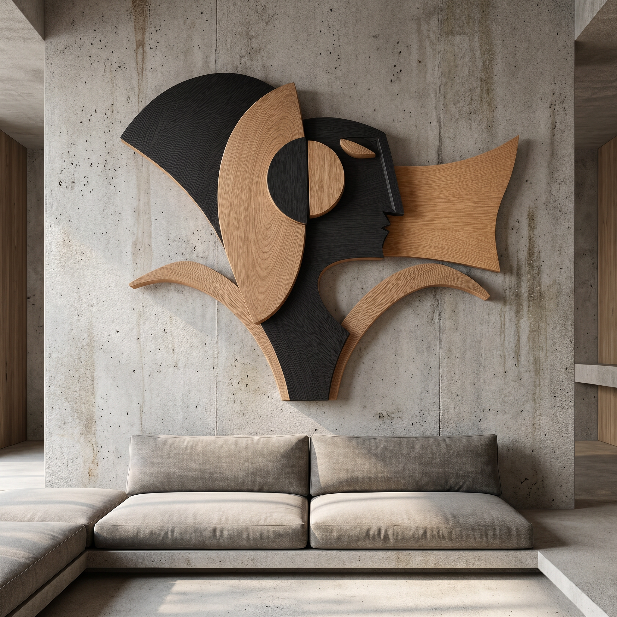 Abstract Geometric Wooden Wall Decor Panel For Living Room And Bedroom SINLHAWD074
