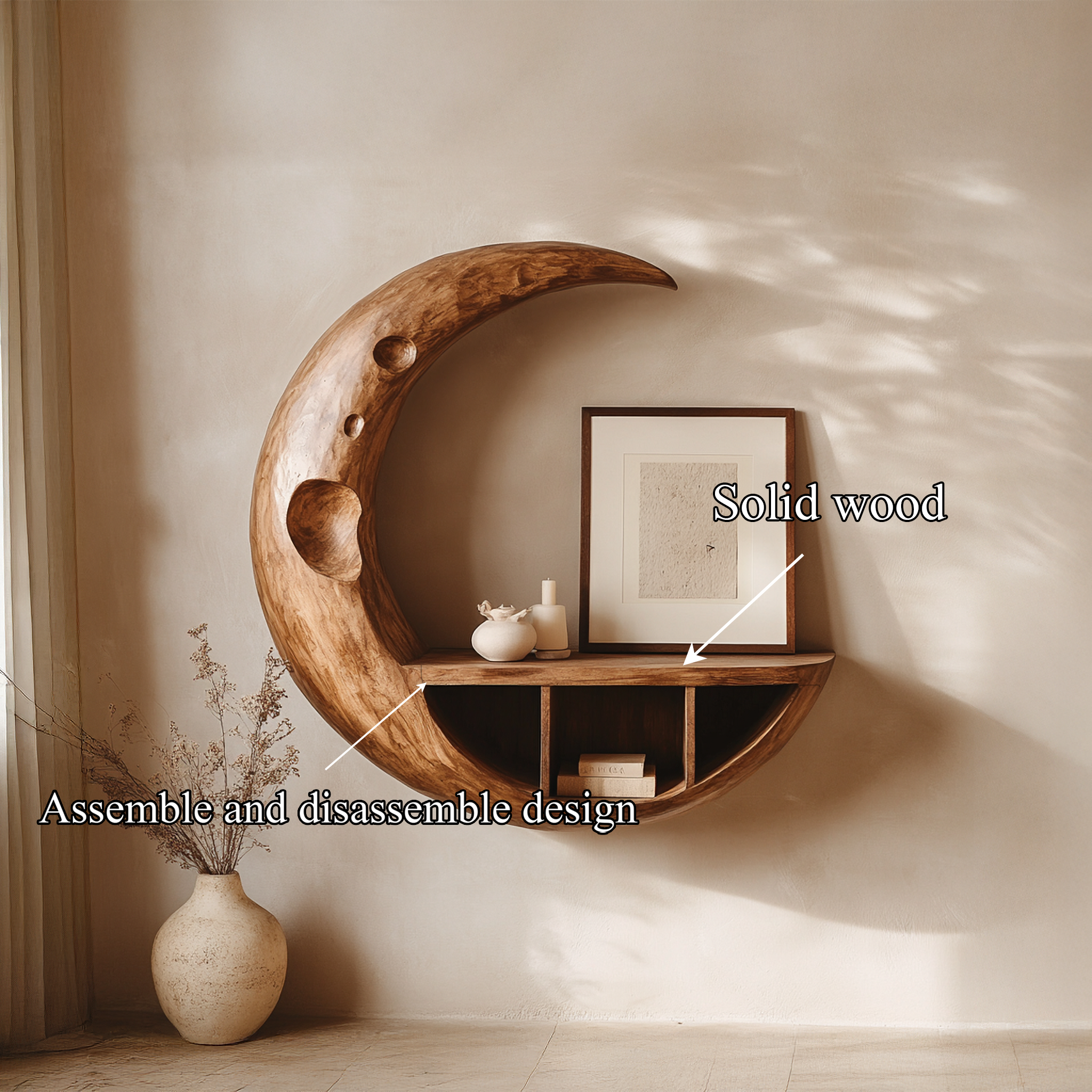 Rustic Moon Wall Shelf For Living Room And Apartment SINLSAFL455