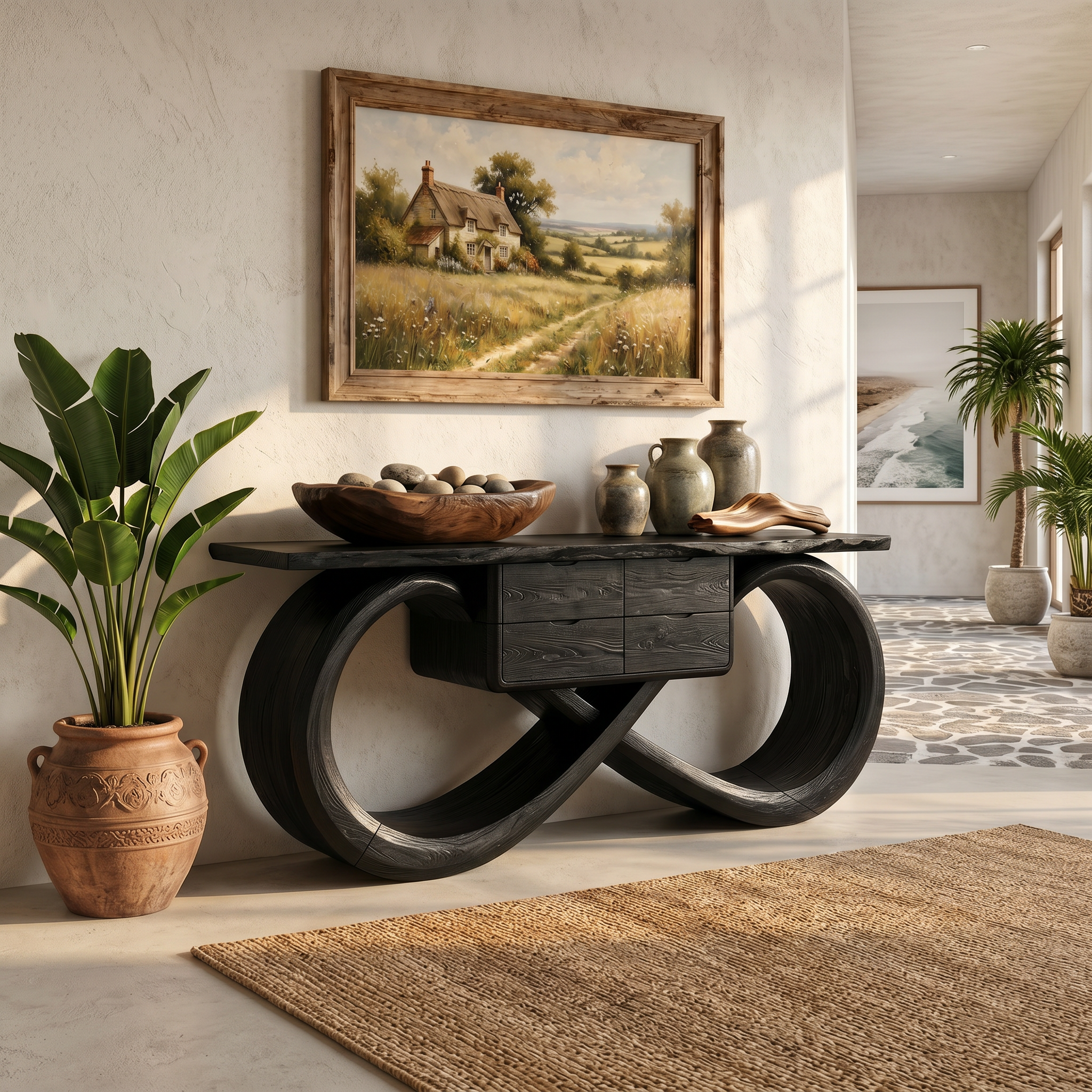 Organic Sculptural Console Table Contemporary Hallway SILDTTRCS105