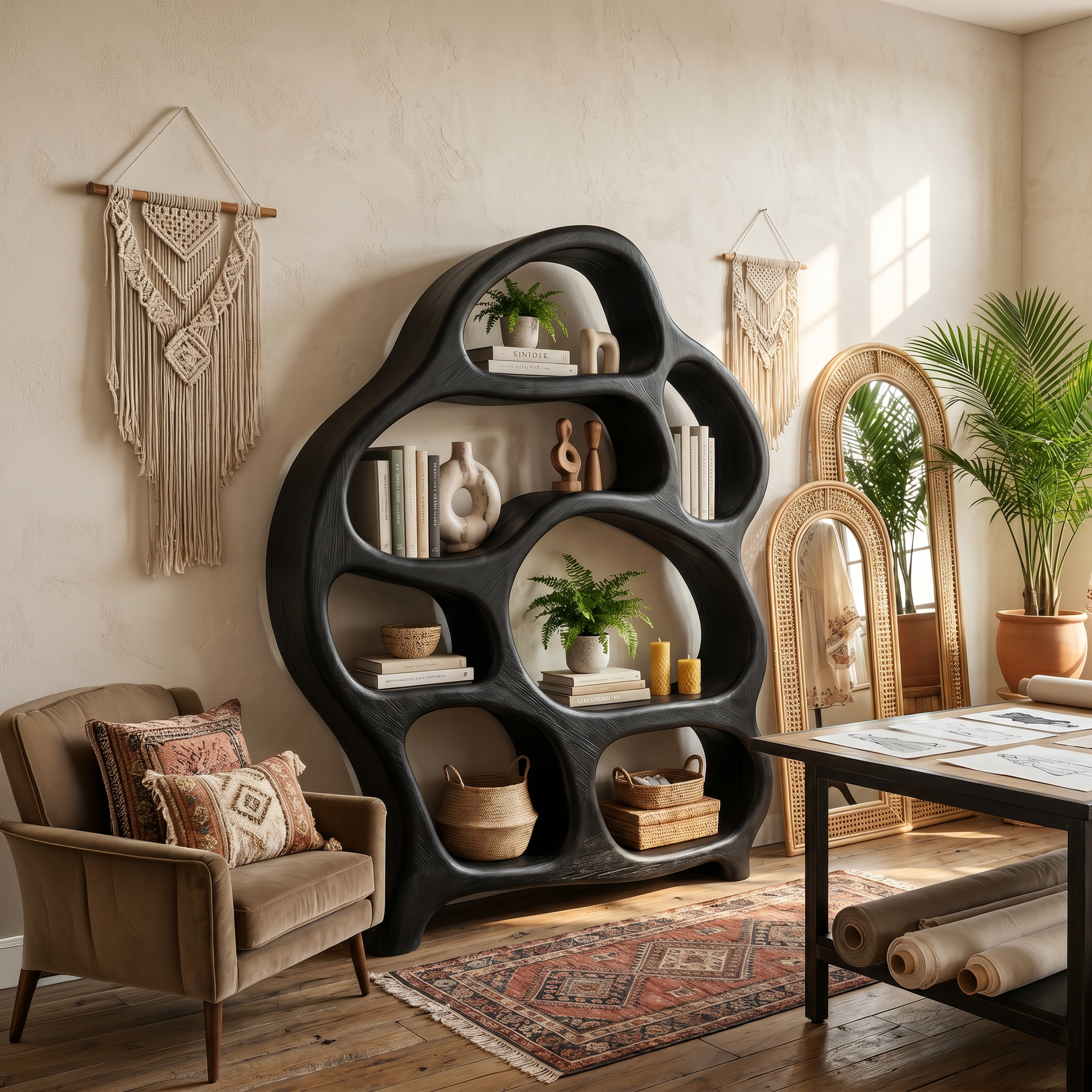 Mid Century Open Bookshelf For Living Space SILDTTNBS039
