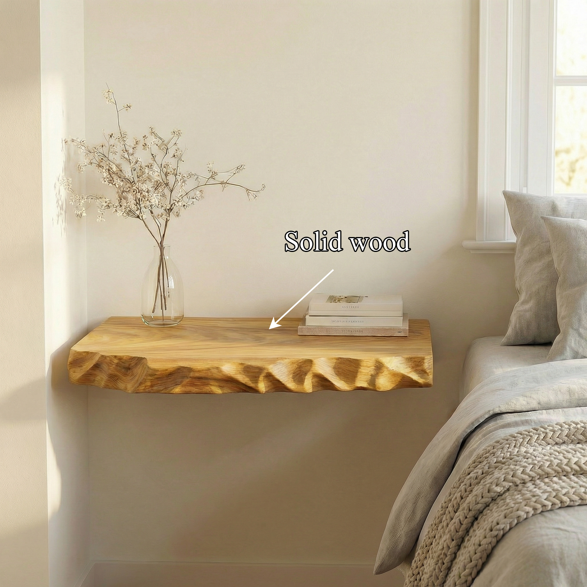 Organic Decorative Floating Nightstand For Bedroom And Bedside Space SINLSAFL510