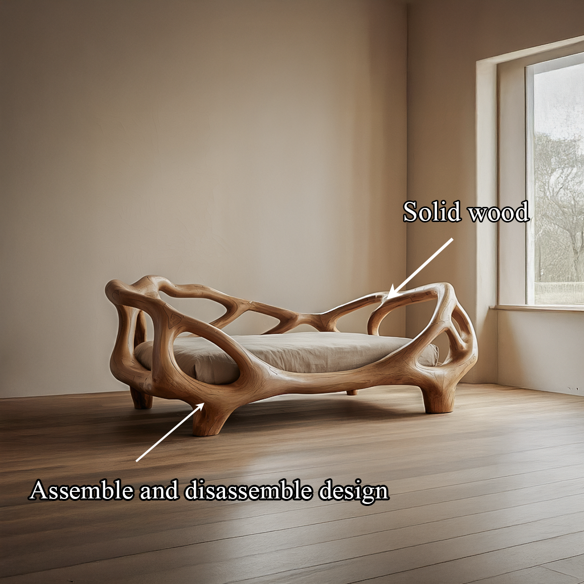 Rustic Organic Sculptural Bed Artistic Modern Bedroom SINLSAWB069