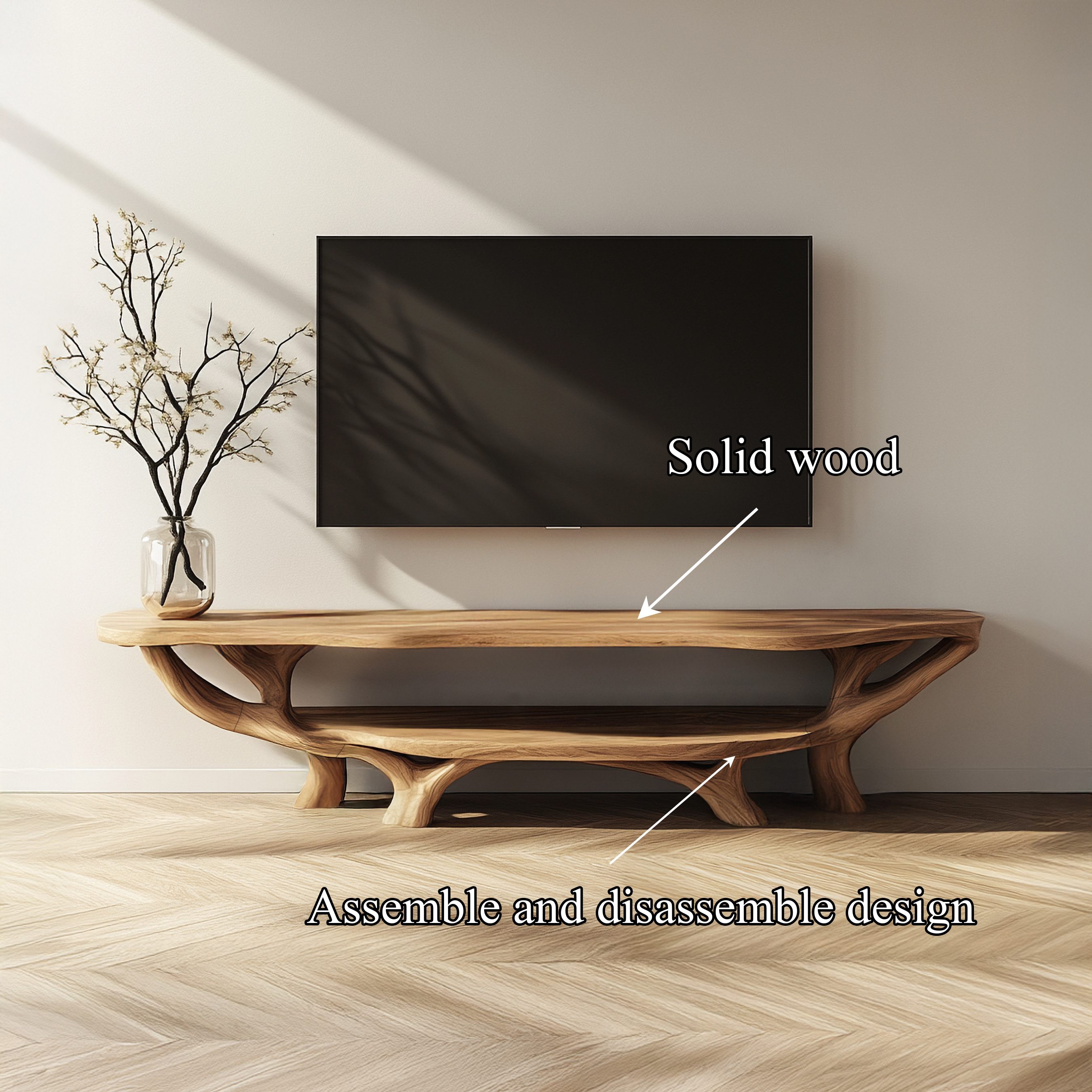 Rustic Organic TV Stand Living Room And Bedroom SINLSASC339