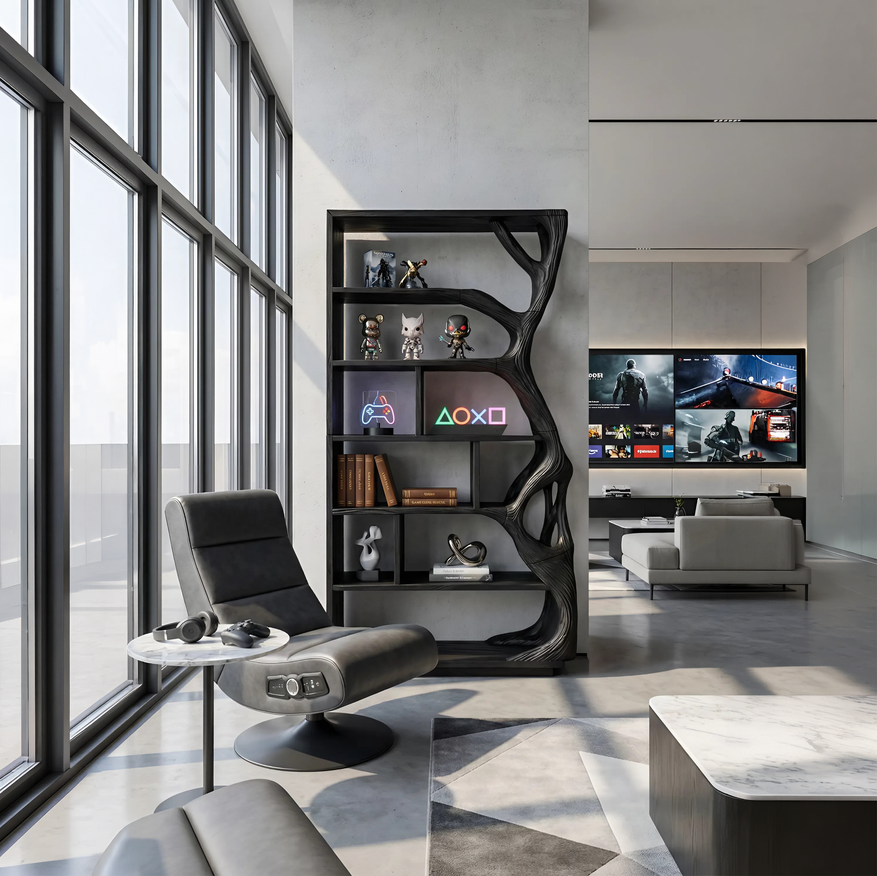 Contemporary Artistic Bookcase Storage Organizer For Office Space SILDTTNBS010