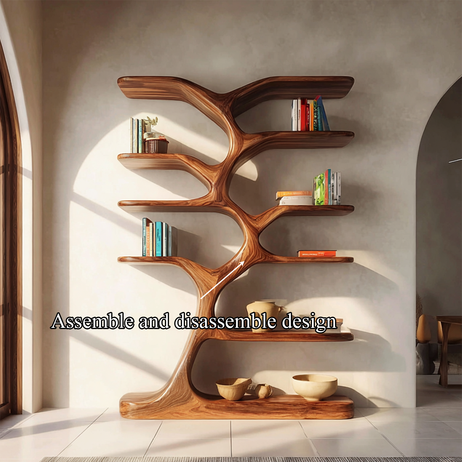 Entryway Bookshelf Natural Wood Modern Decor Gift SINLSATB196