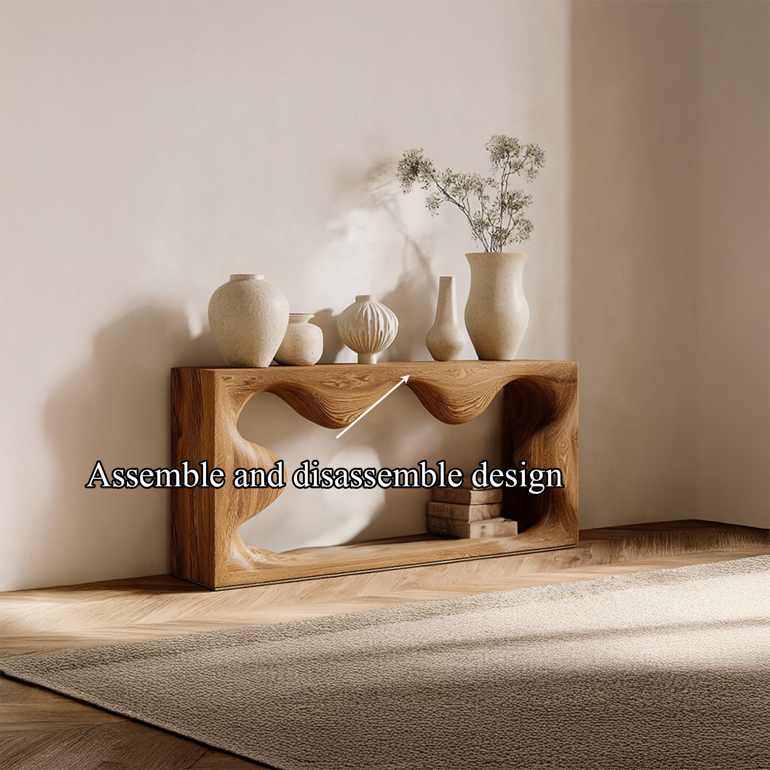 Midcentury Curved Console Table Living Room SINLSACS131