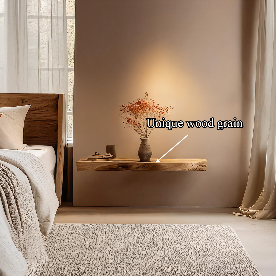 Rustic Live Edge Floating Shelf Bedroom Wall Decor SINLSAFL319