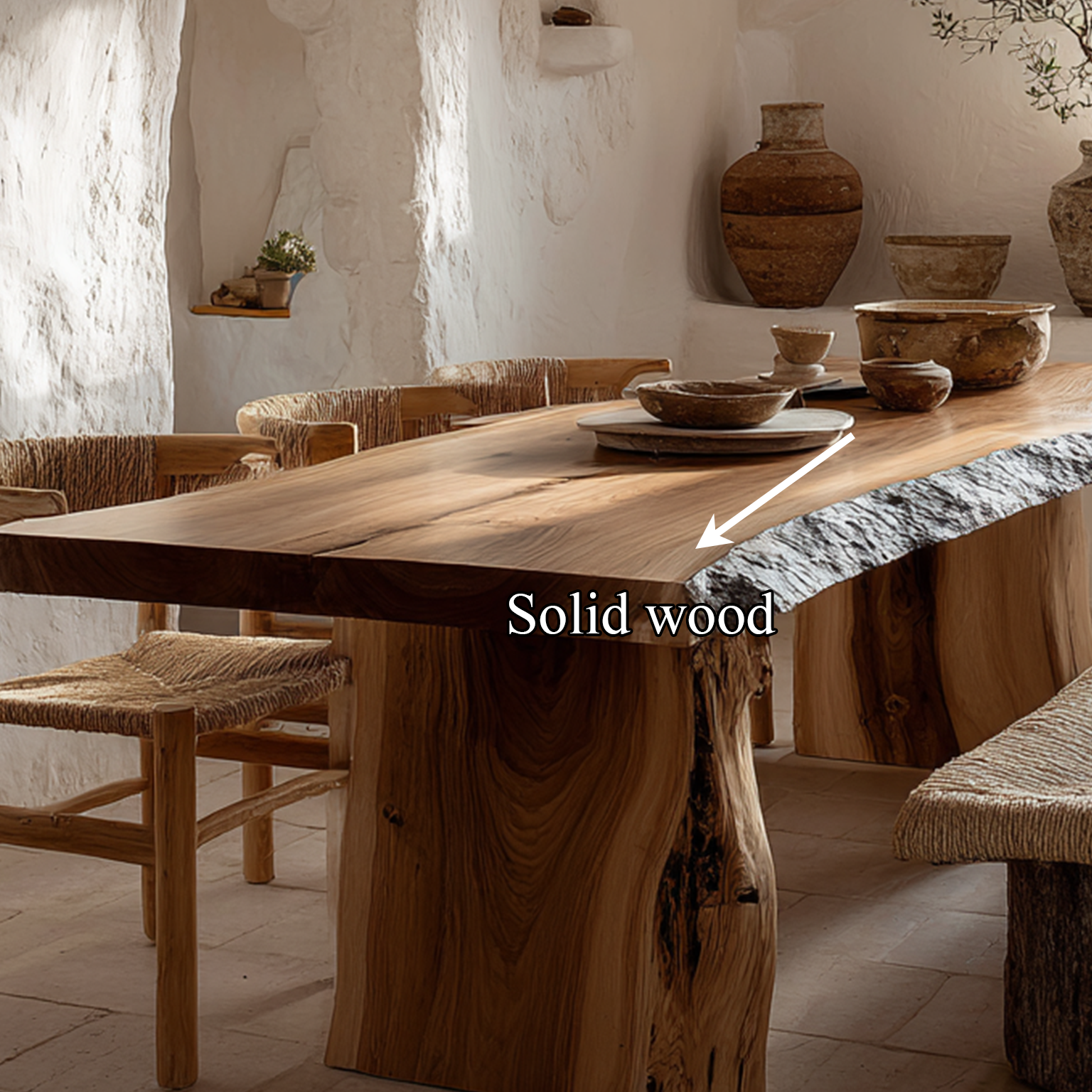 Dining Table Walnut Wood Live Edge Modern Gift SINLSADT023