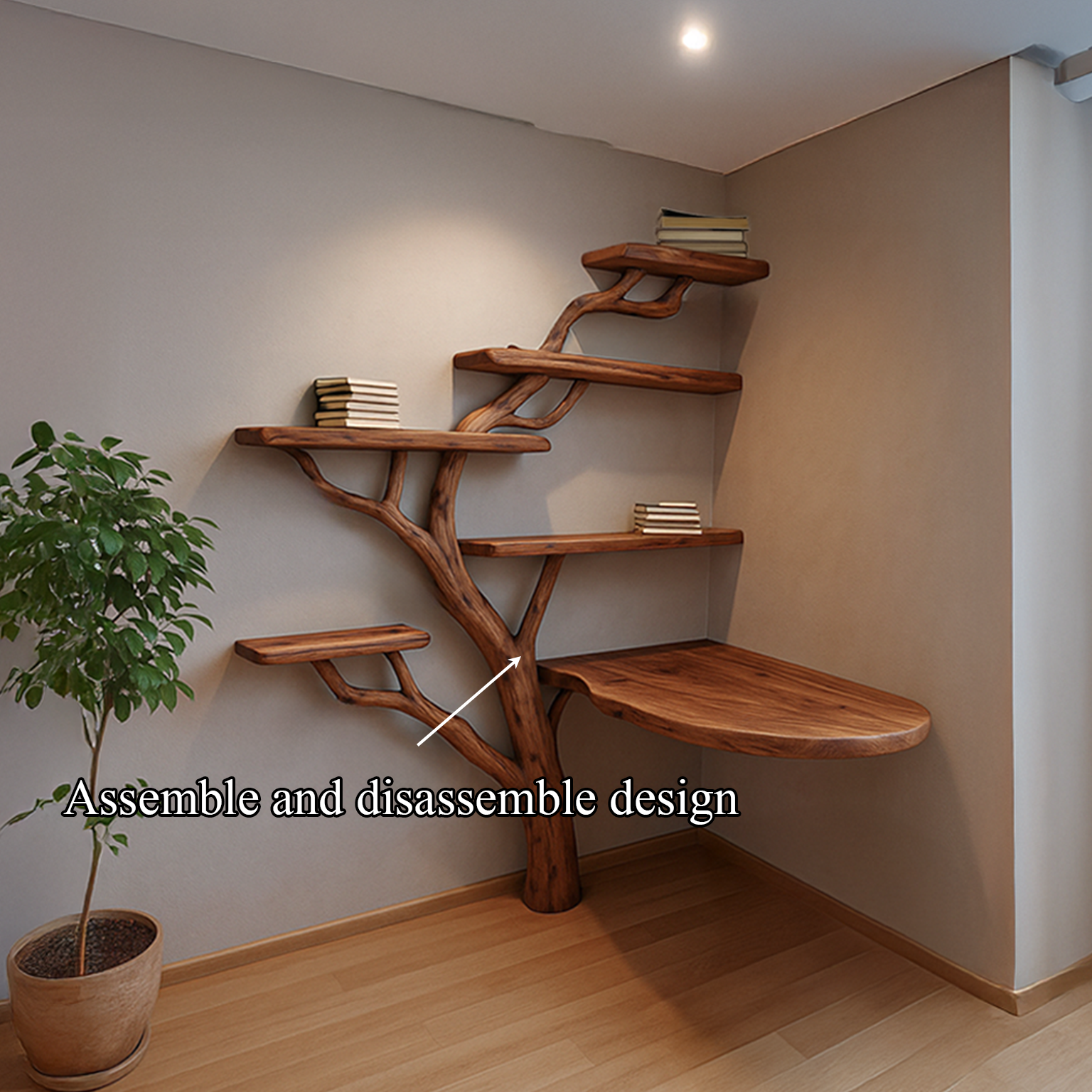 Rustic Tree Desk Shelf Corner Office SINLSATB206