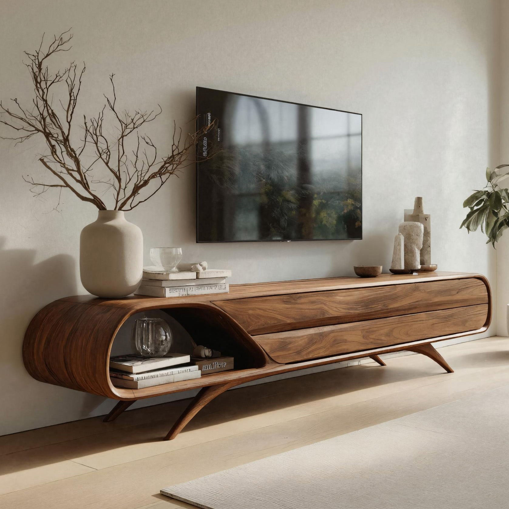 Mid Century Modern Wood TV Console For Living Room RTTHHNTVC083
