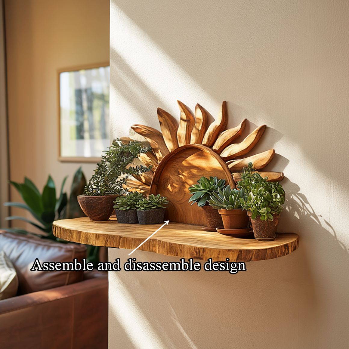 Boho Sunburst Wall Shelf For Living Room And Entryway SINLSAFL278