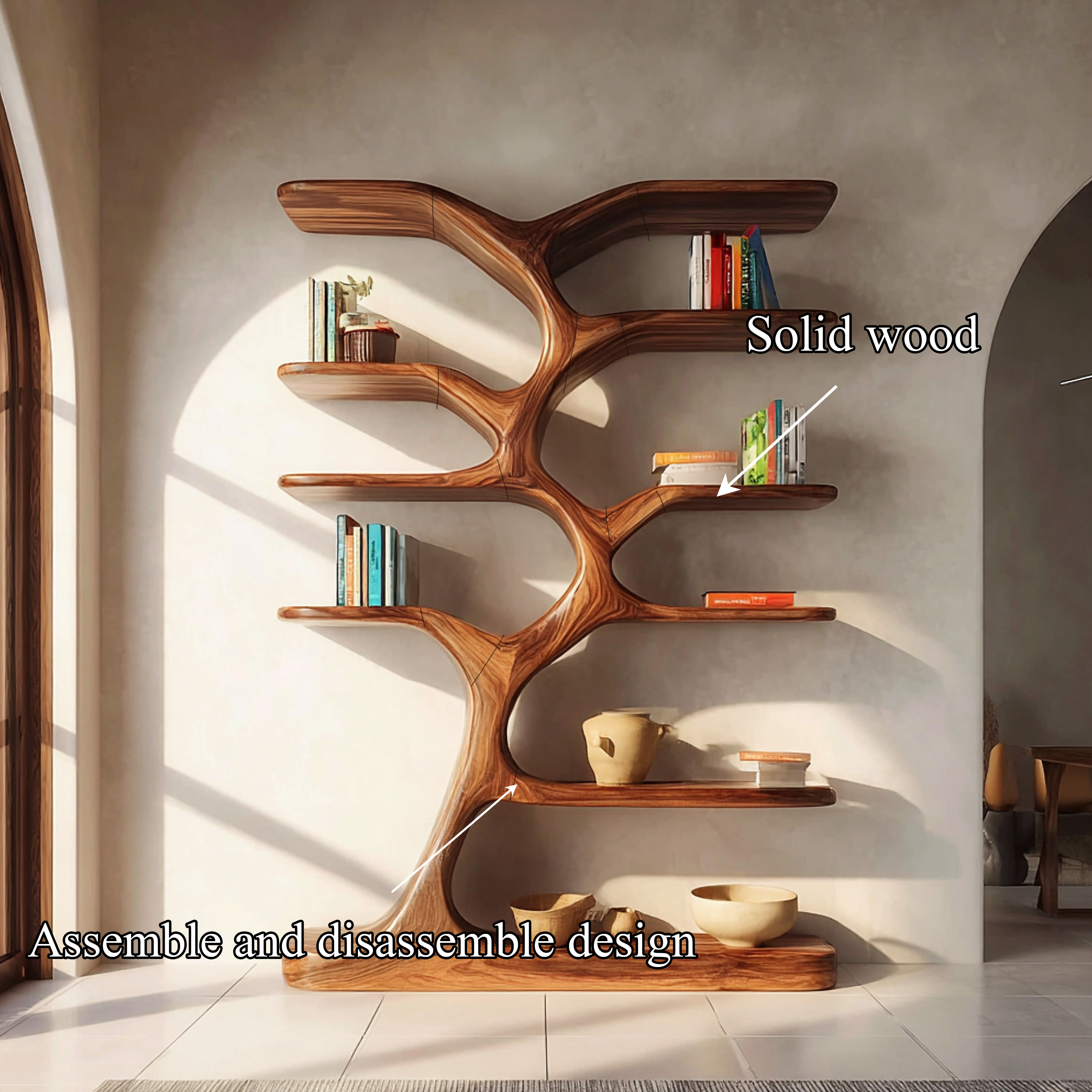 Entryway Bookshelf Natural Wood Modern Decor Gift SINLSATB196
