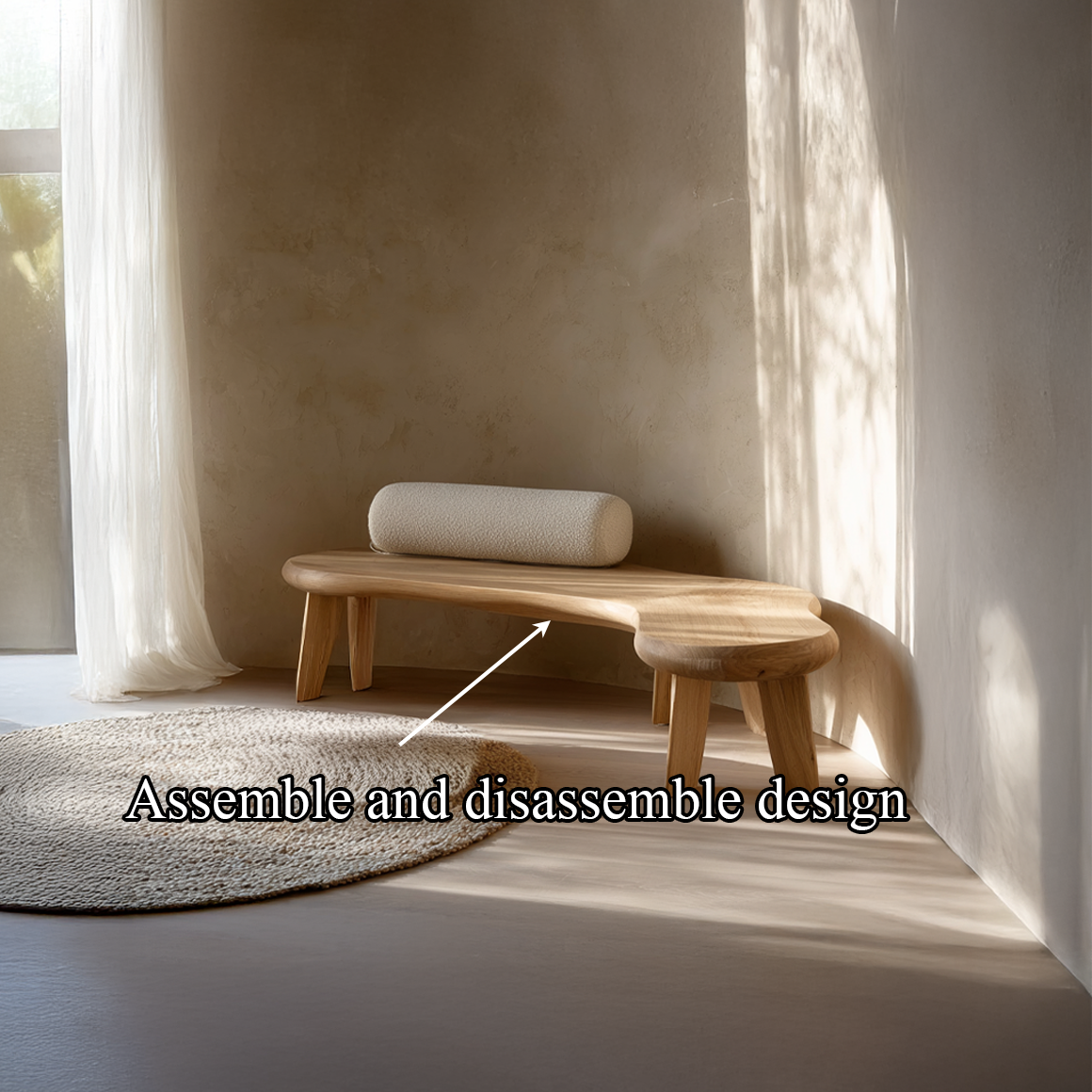 Japandi L Shaped Bench For Living Room And Entryway SINLSARS032
