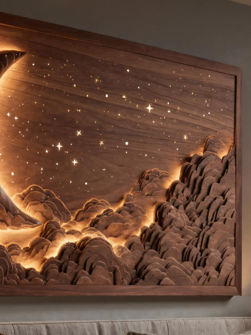 Handcrafted Moon Stars Wall Art For Bedroom Or Living Room SITHHNWA016