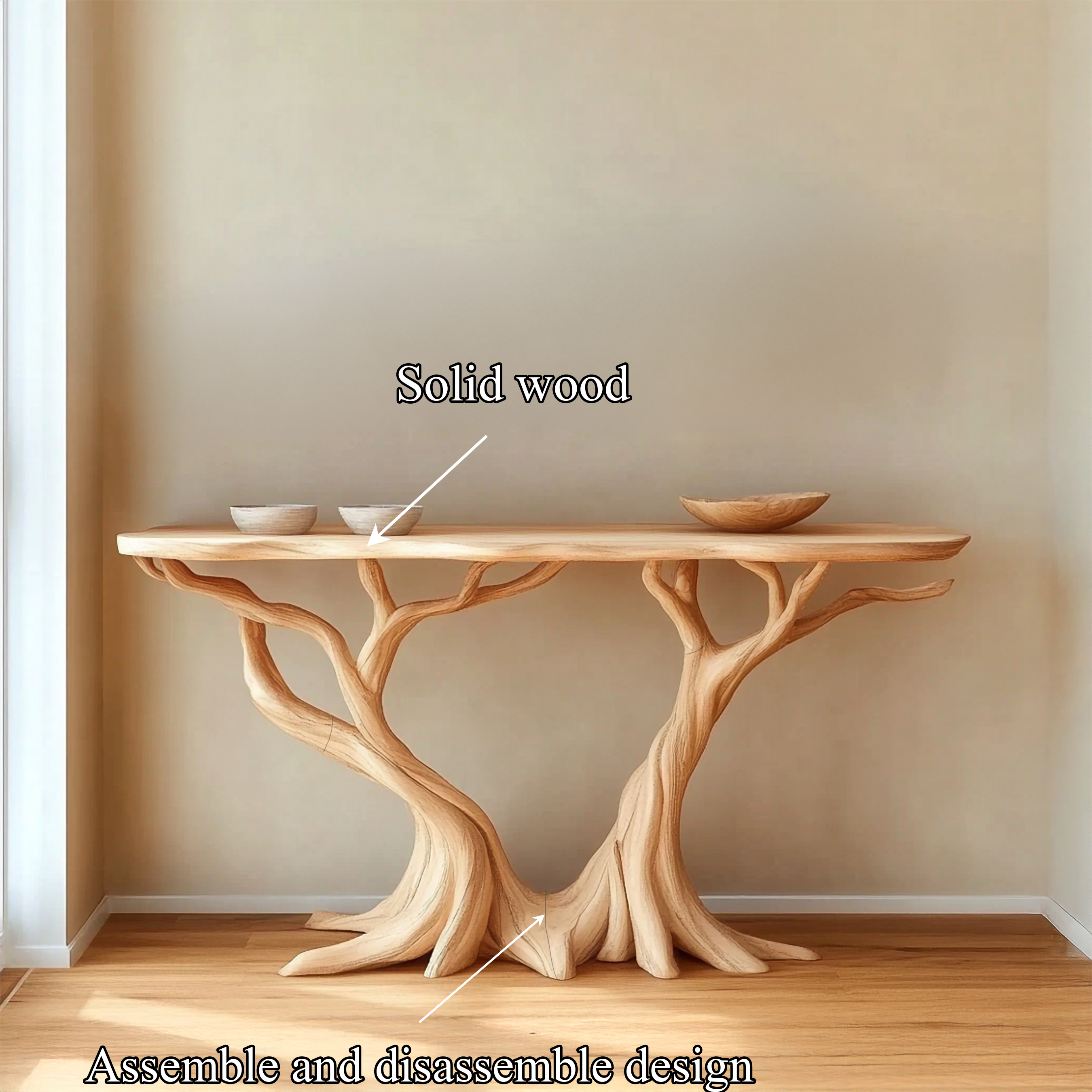 Nature Inspired Console Table Solid Wood Farmhouse Gift SINLSACS093