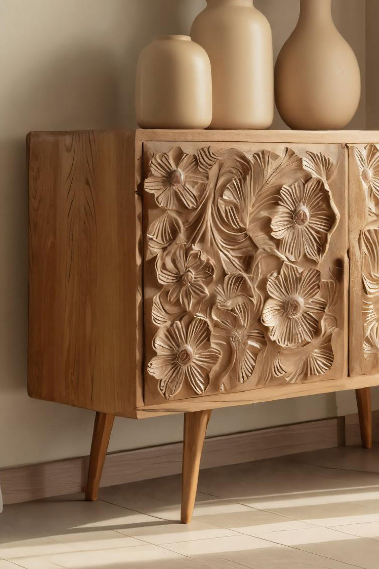 Handcrafted Floral Cabinet For Living Room Or Dining Room SITHHNSIB006