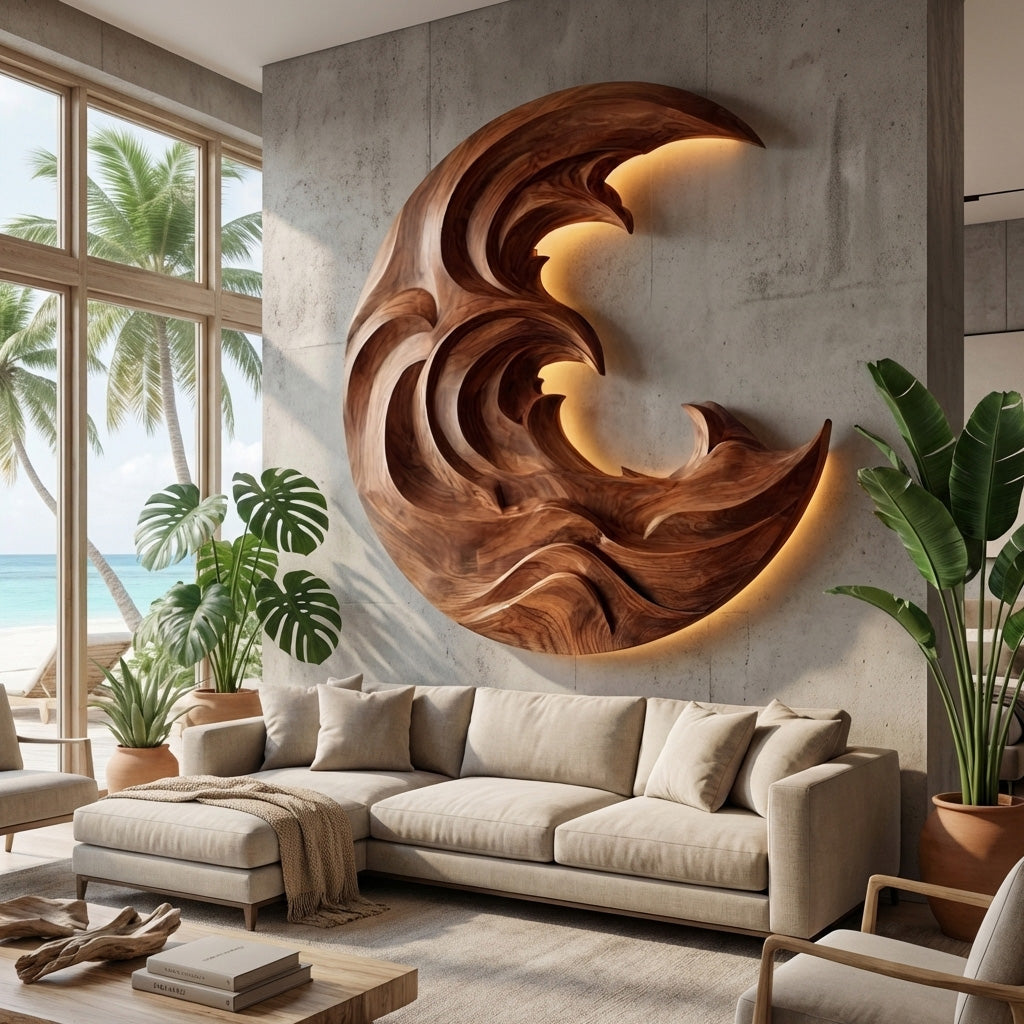 Organic Modern Wood Wave Wall Art For Living Room RTTHHNWA166