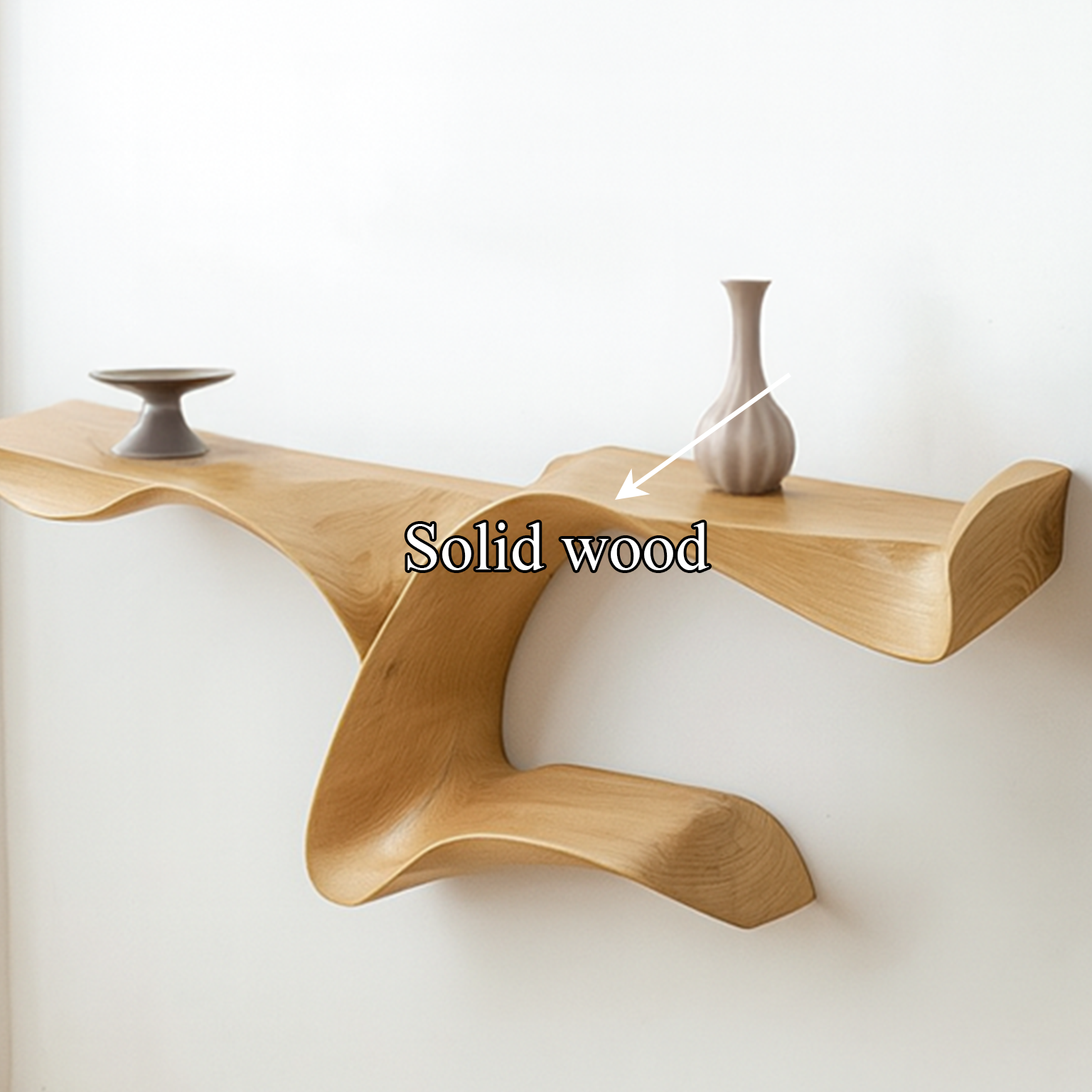 Sculptural Floating Shelf Modern Organic Wave Living Room Bedroom SINLSAFL095