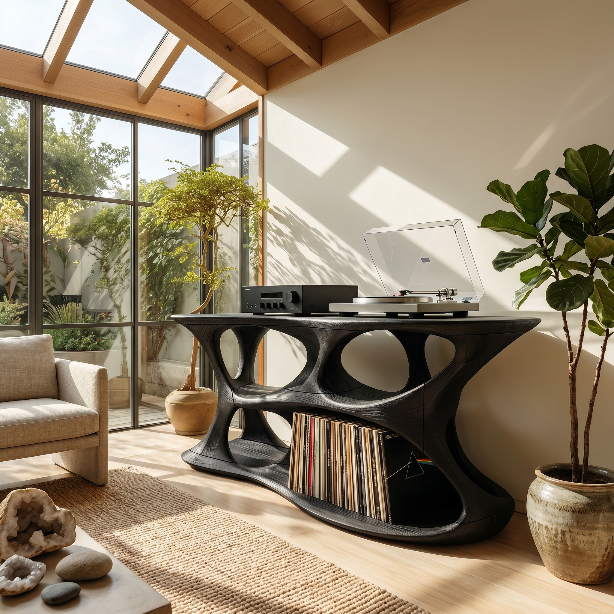 Minimalist Vinyl Storage Stand For Studio Living Space SILDTTNRPT027