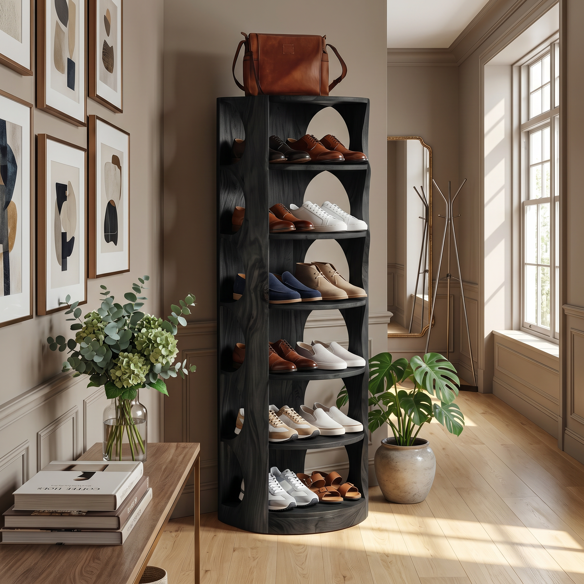 Mid Century Vertical Shoe Rack For Hallway Closet Placement SILDTTRSHB020