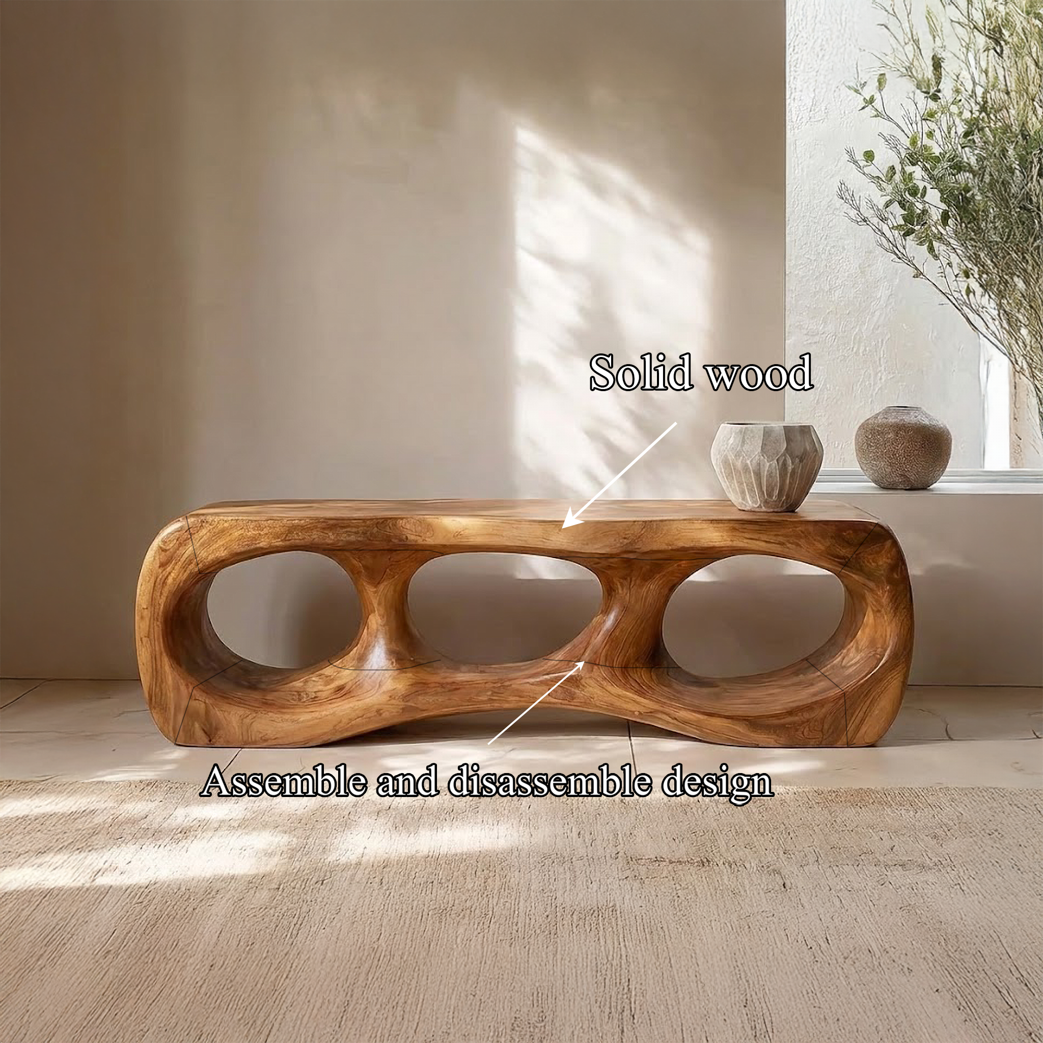 Rustic Sculptural Silhouette Bench For Living Room And Hallway SINLSARS077