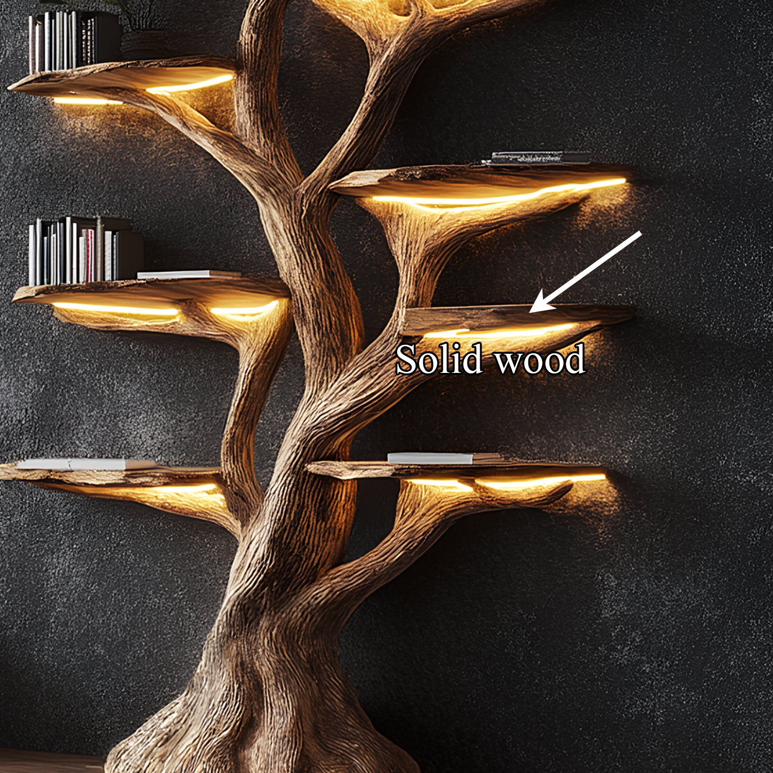 Wooden Tree Bookshelf Rustic Custom Display Gift SINLSATB192