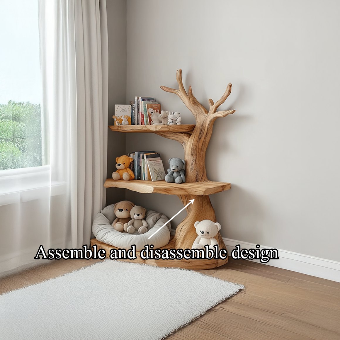 Rustic Corner Tree Bookshelf Children Bedroom SINLSATB320