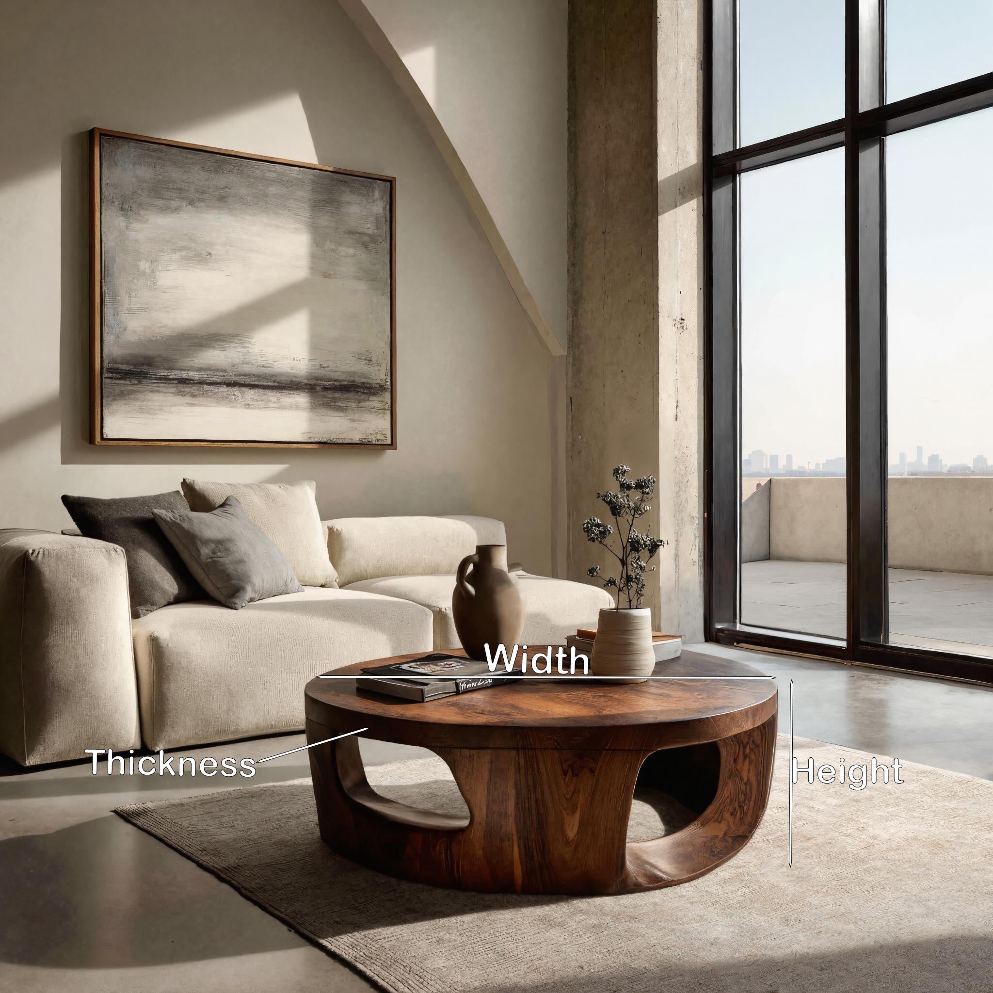 Contemporary Round Coffee Table With Open Cut Base For Living RTTHHNCF068