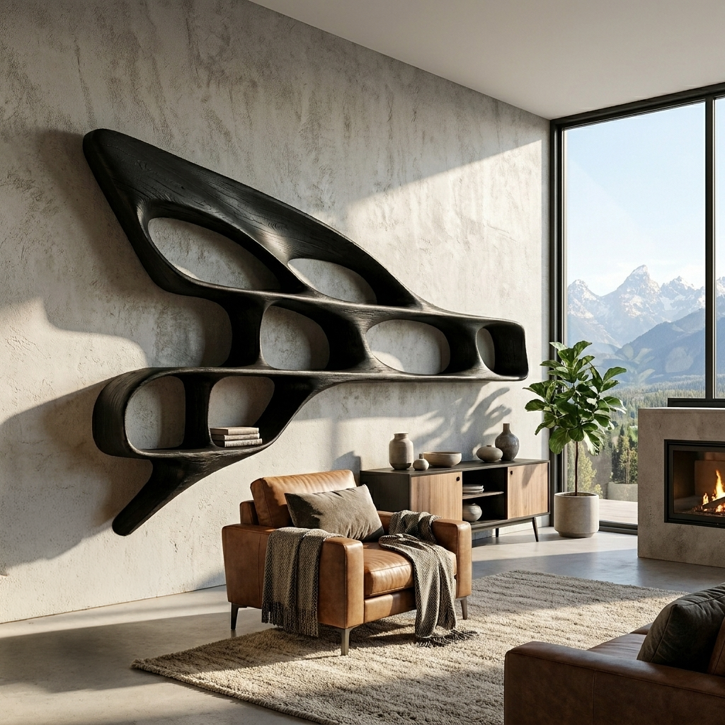 Organic Wooden Wall Bookshelf For Luxury Interior RTTHTTBS146