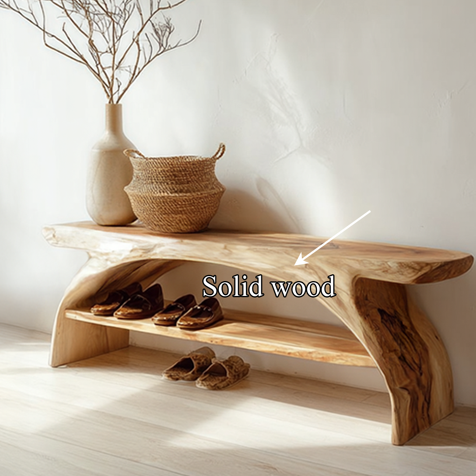 Rustic Shoe Storage Bench Entryway Living Room SINLSASB032