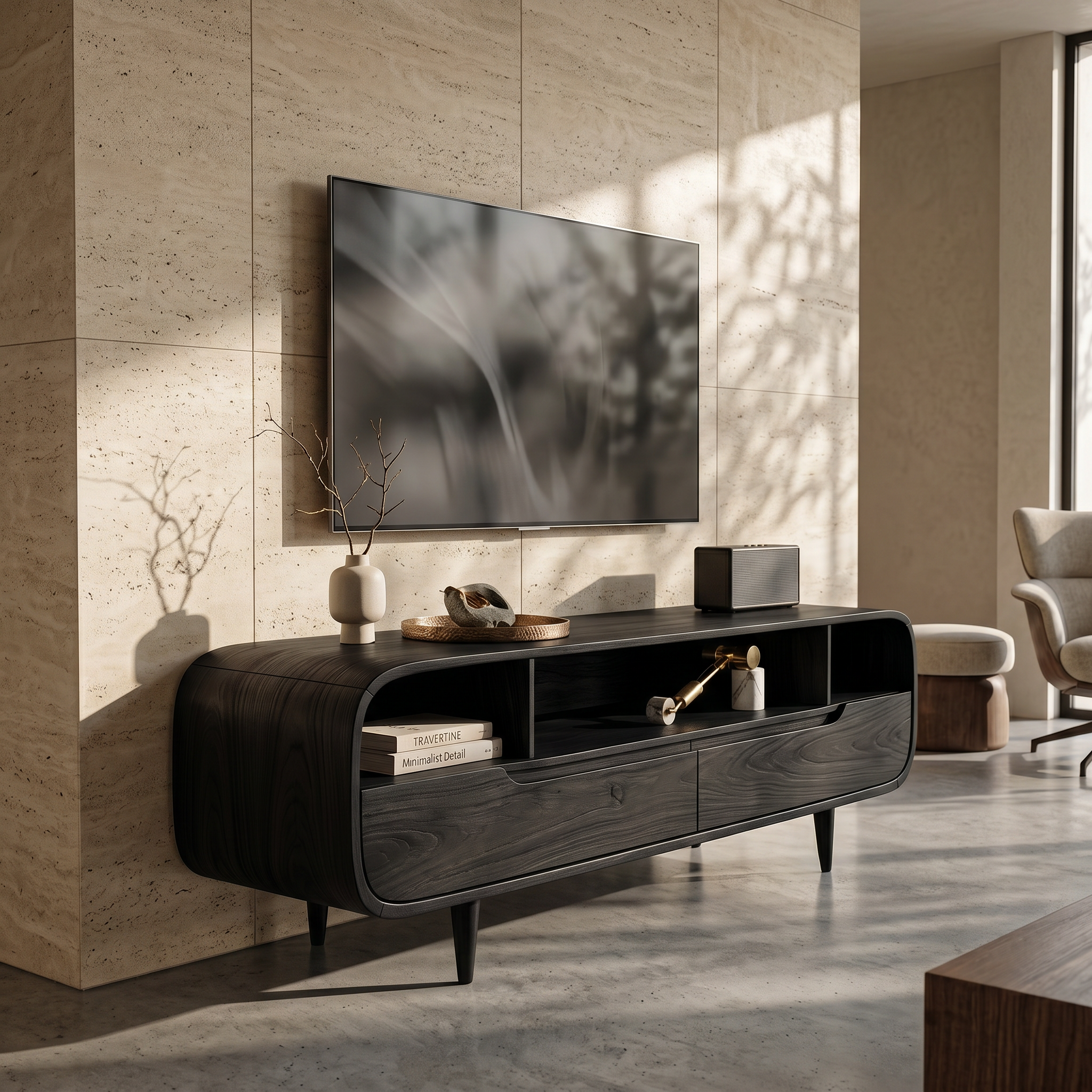 Contemporary Walnut TV Stand For Modern Loft Bedroom SILDTTRTVC092