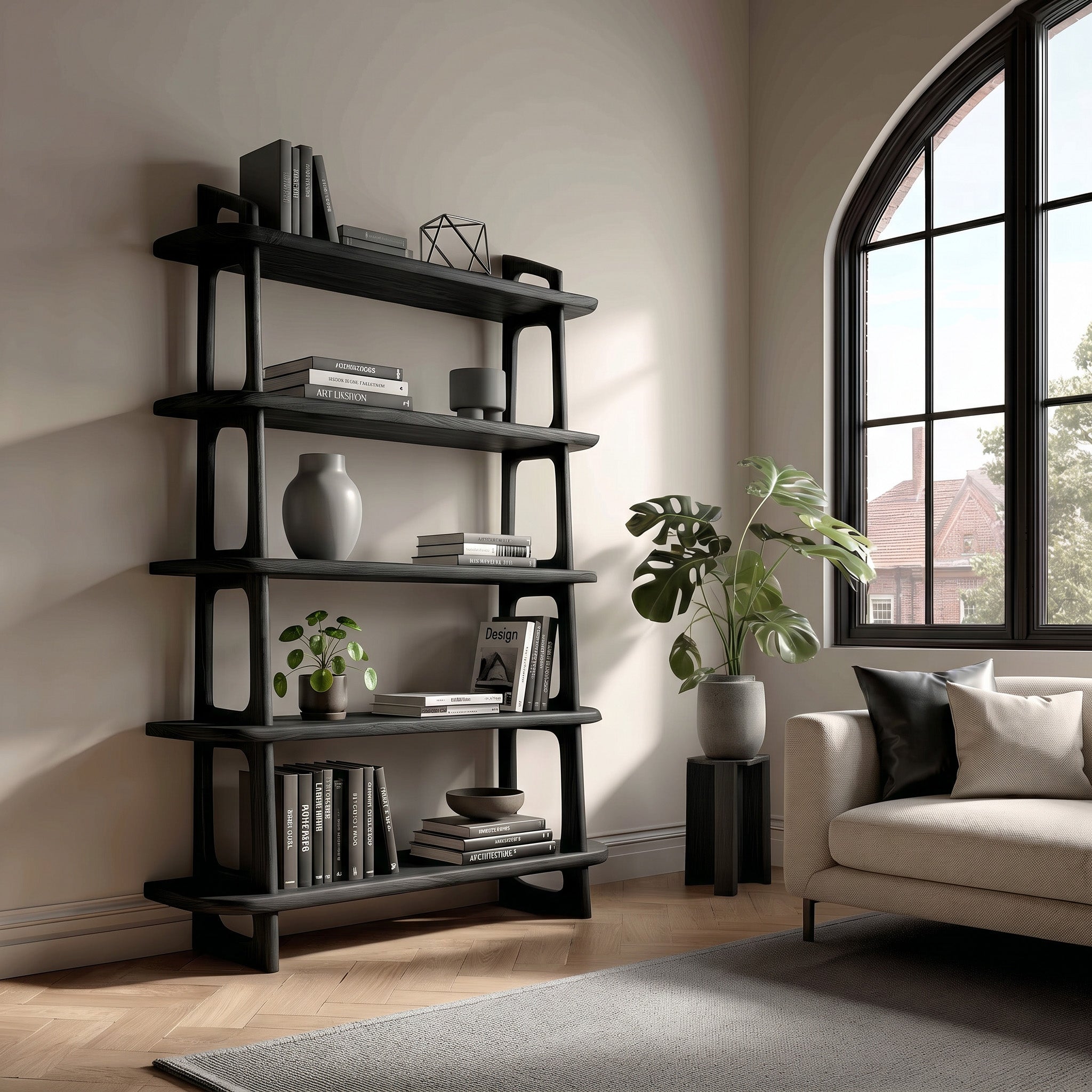 Contemporary Wooden Standing Shelf For Living Room Corner RTTHHNSS031