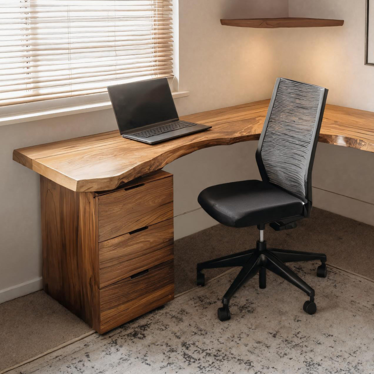 Modern L Shaped Desk With Drawer Storage For Workspace RTTHHNDE080