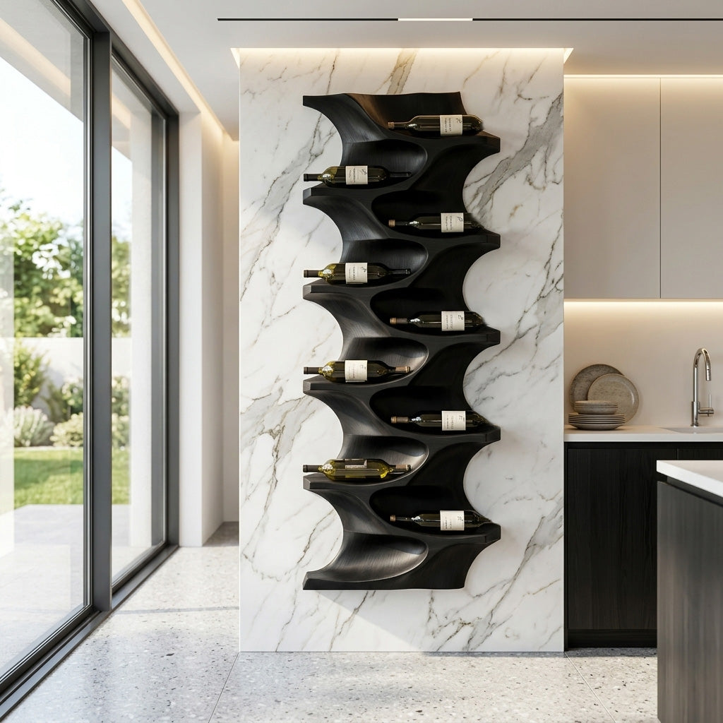 Contemporary Natural Wood Wine Rack For Dining Room Wall Display RTTHHNWH009