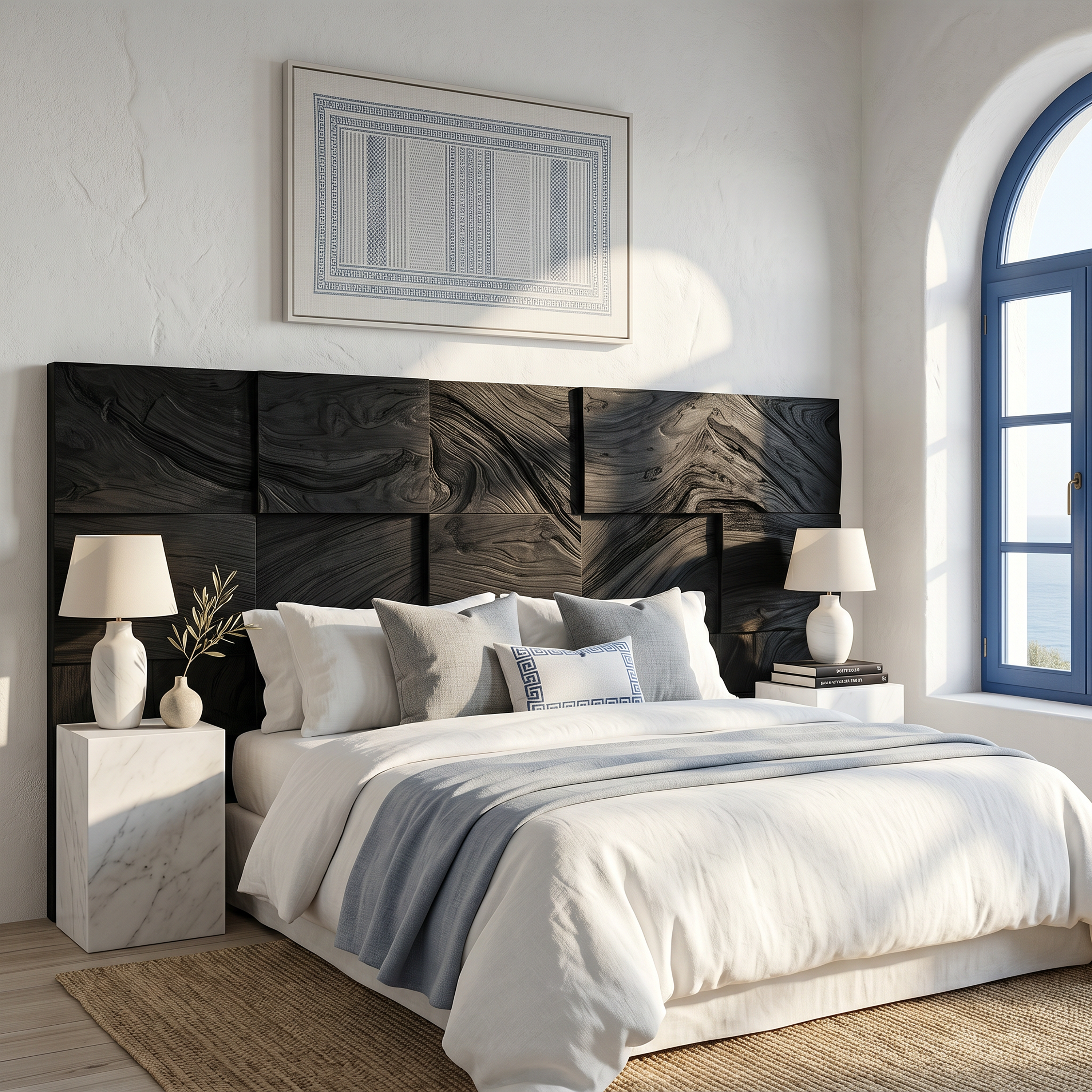 Modern Mosaic Wood Headboard For Neutral Bedroom SILDTTRHB021
