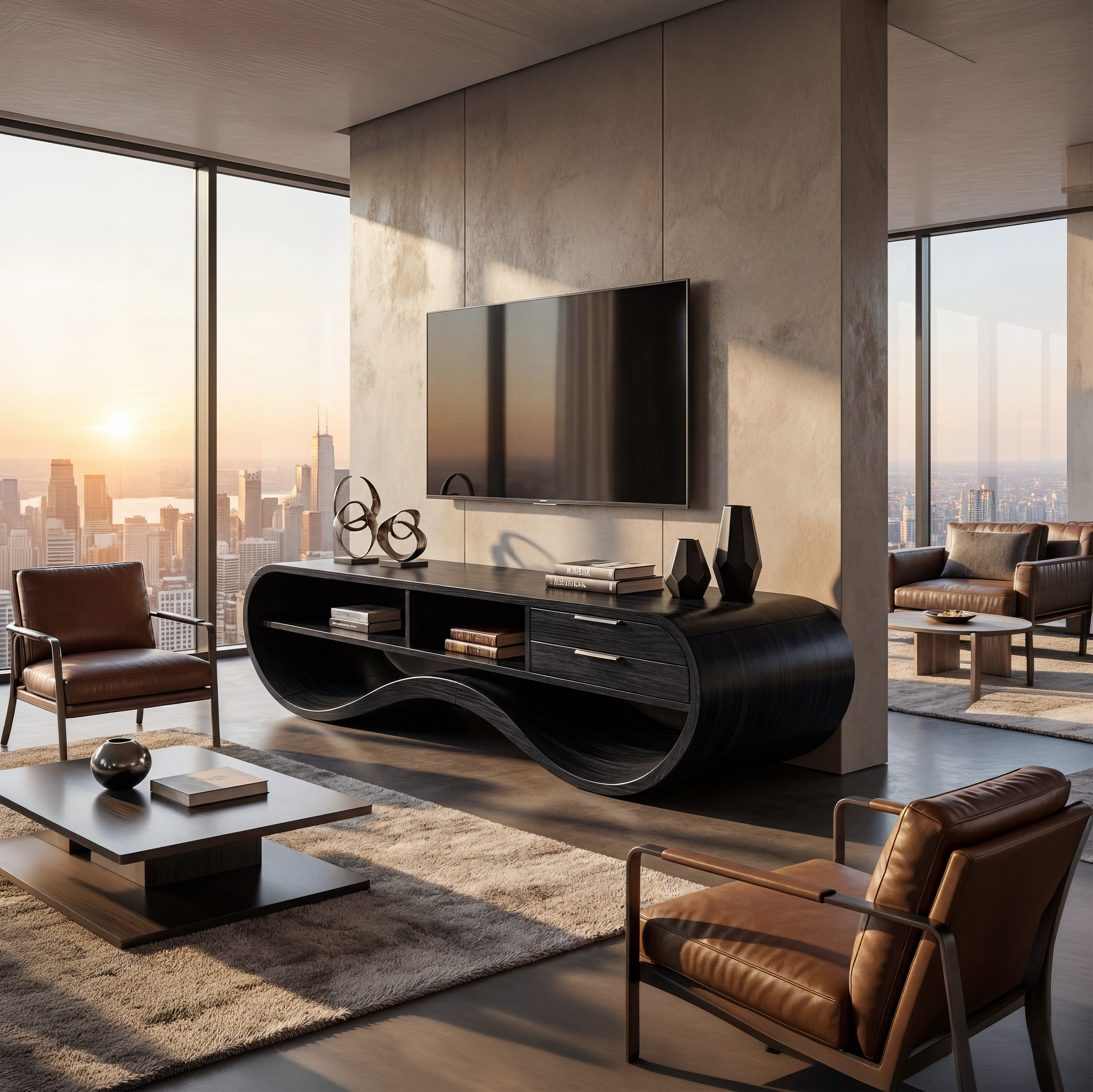 Modern Streamline TV Cabinet For Living Room Space SILDTTNTVC116