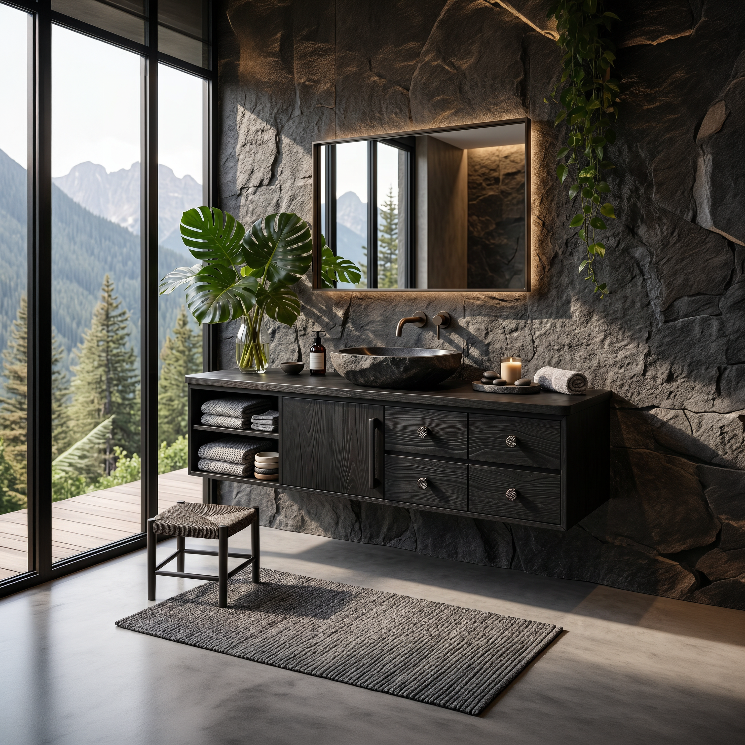 Mid Century Floating Vanity For Luxury Bathroom Interior SILDTTNBRV067